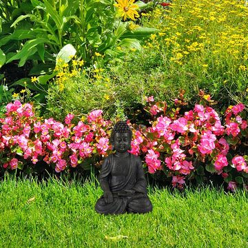 relaxdays Buddhafigur Buddha Figur sitzend 30 cm, Dunkelgrau