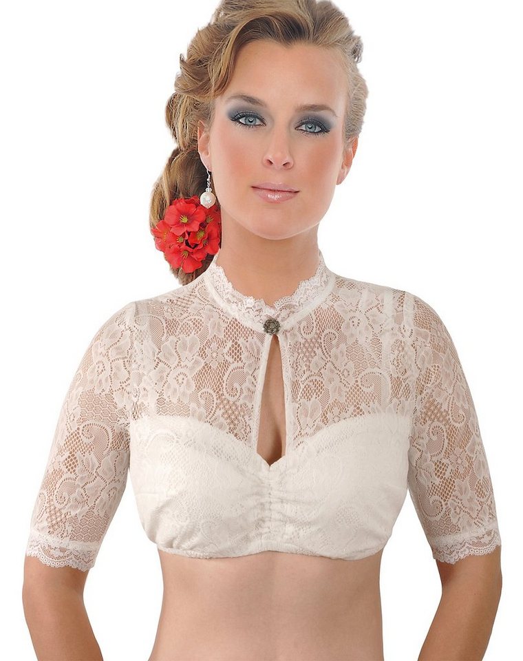 Moschen-Bayern Dirndlbluse Dirndlbluse Damen Trachtenbluse zum Dirndl Kurzarm Spitzenbluse festlich Stehkragen hochgeschlossen Creme Spitzenbluse, Trachtenbluse, Bluse, festlich, Spitze, Dirndlbluse