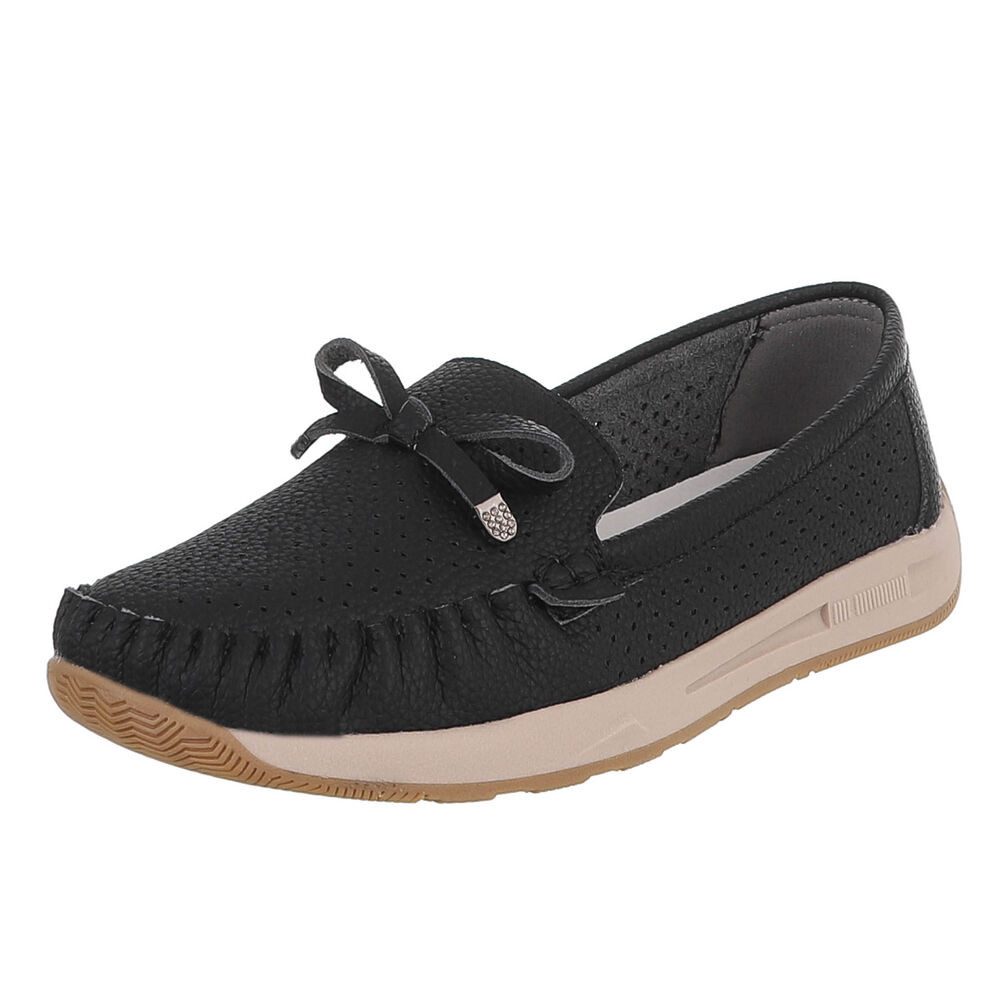 Ital-Design Komfortabler Slipper mit durchlochten Details für Damen Slipper (91409665) Flach Mokassins in Schwarz