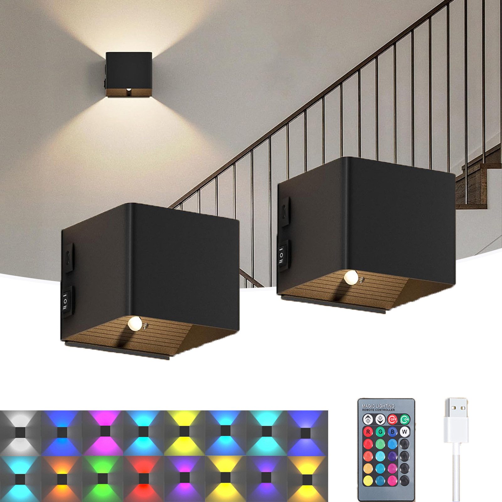 Jibenhome LED Wandleuchte LED-Wandleuchten Dimmbare,RGB-Wandleuchten Kabell günstig online kaufen