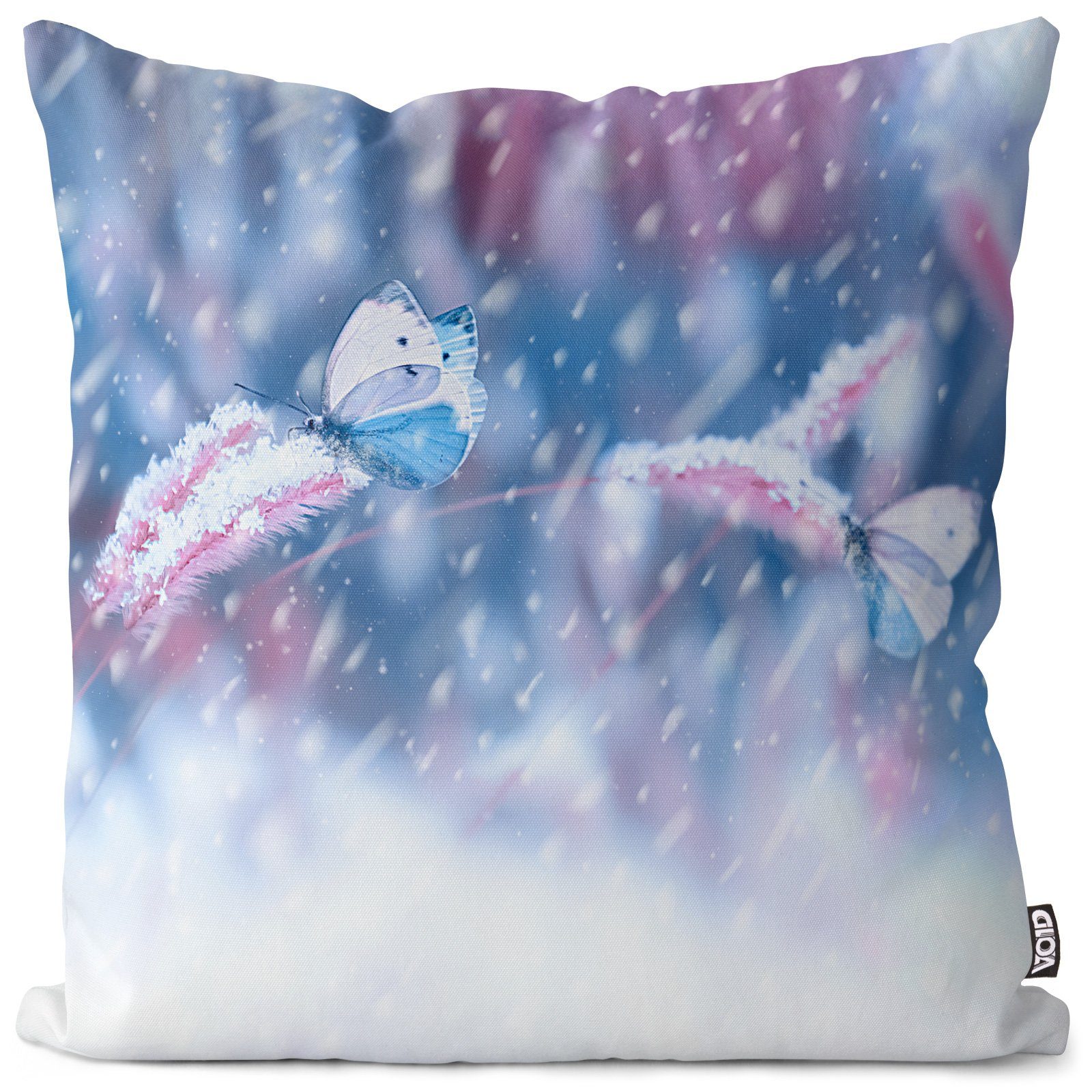 VOID Kissenbezug, (1 Stück), Weihnachtsdeko Schmetterlinge Pflanzen Insekten Winter winter natur b