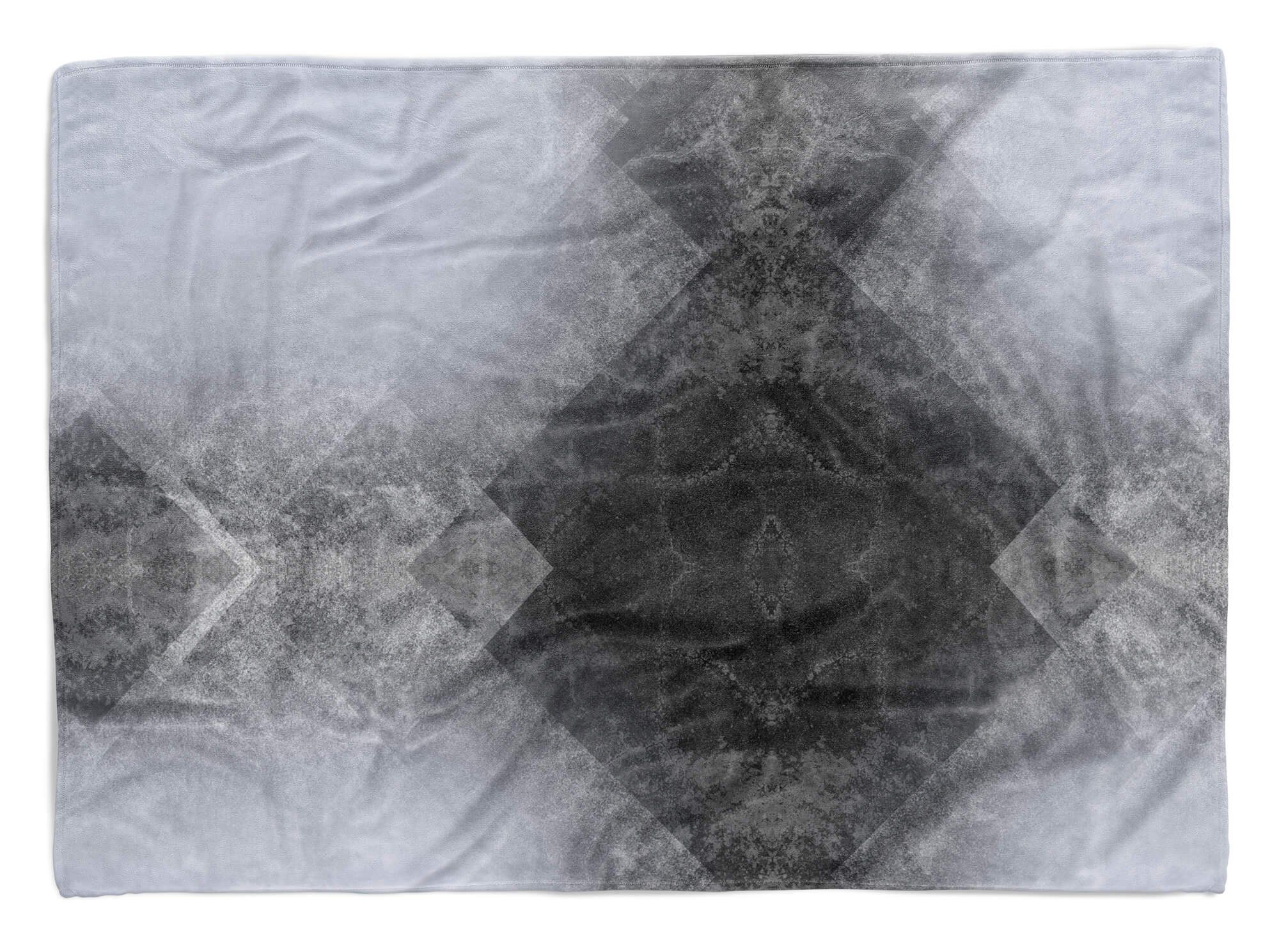 Sinus Art Handtücher Handtuch Strandhandtuch Saunatuch Kuscheldecke mit Fotomotiv Abstrakt Grau Kunstvoll Geom, Baumwolle-Polyester-Mix (1-St), Handtuch