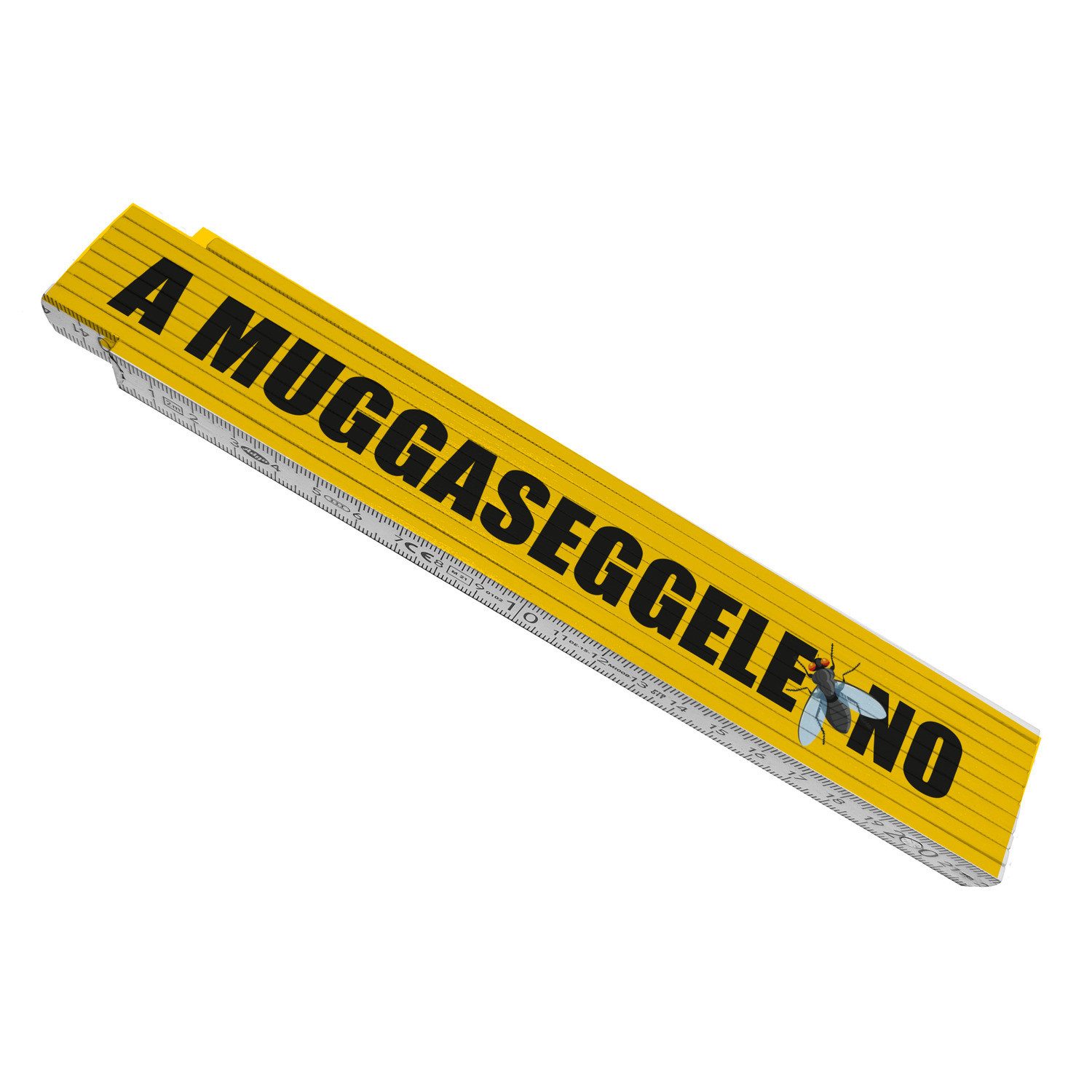 speecheese Zollstock Schwaben Meterstab aus Holz mit Spruch: A Muggaseggele no!