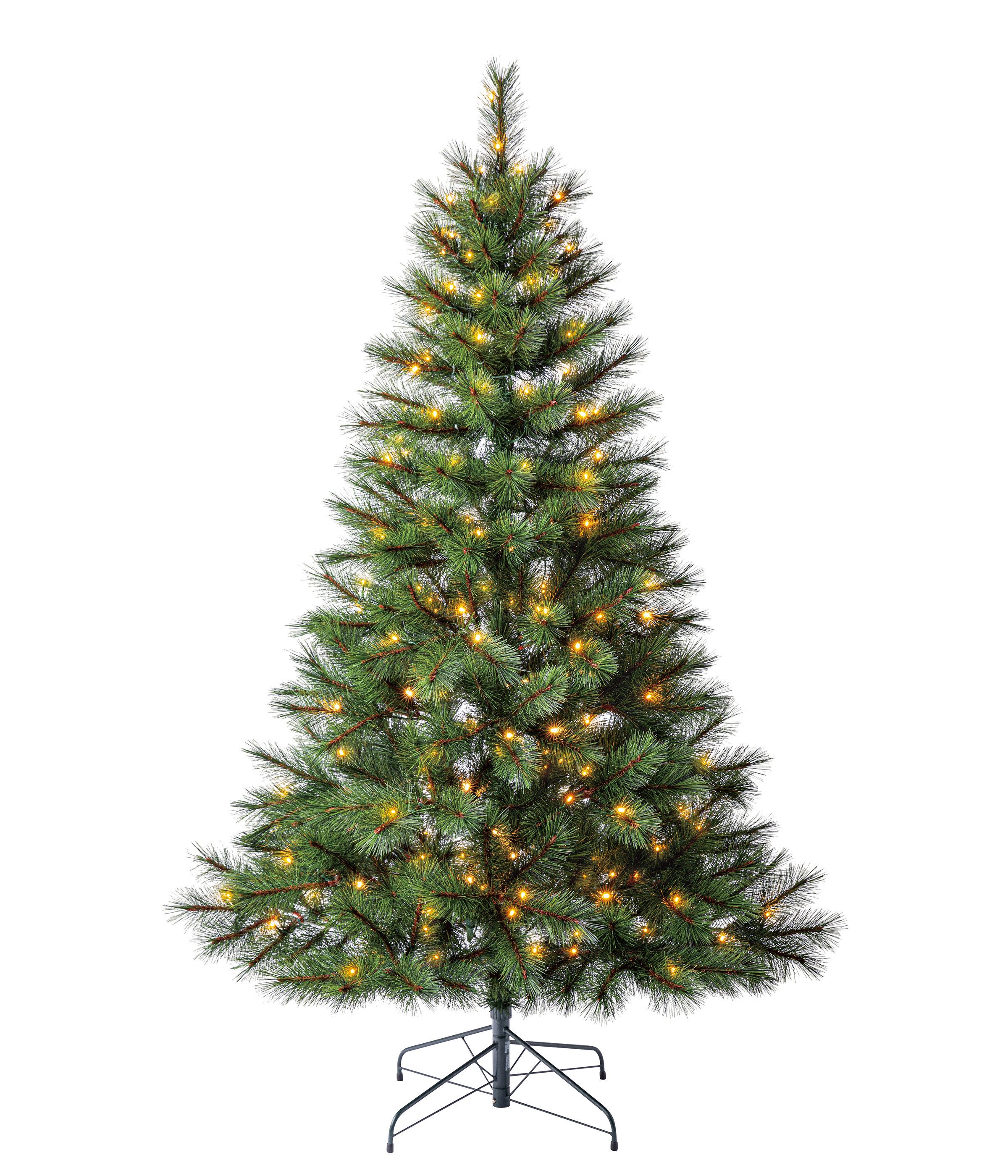 Dehner Künstlicher Weihnachtsbaum Tanne Ivar mit LED/Ständer, Höhe 180 cm, Ø 112 cm, hochwertiger Christbaum mit LED Beleuchtung