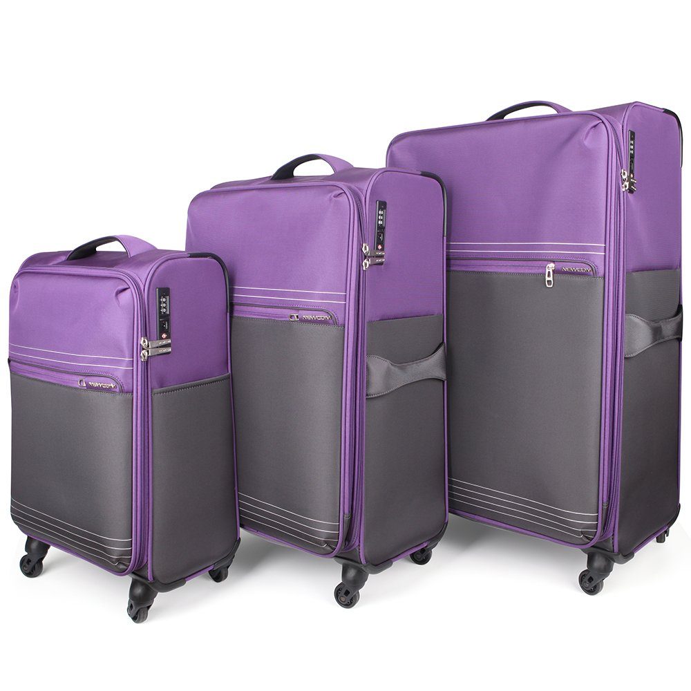NEWCOM Handgepäckkoffer NEWCOM Gepäckset 3-teiliger erweiterbarer 20-24-28-Zoll-Koffer Lila