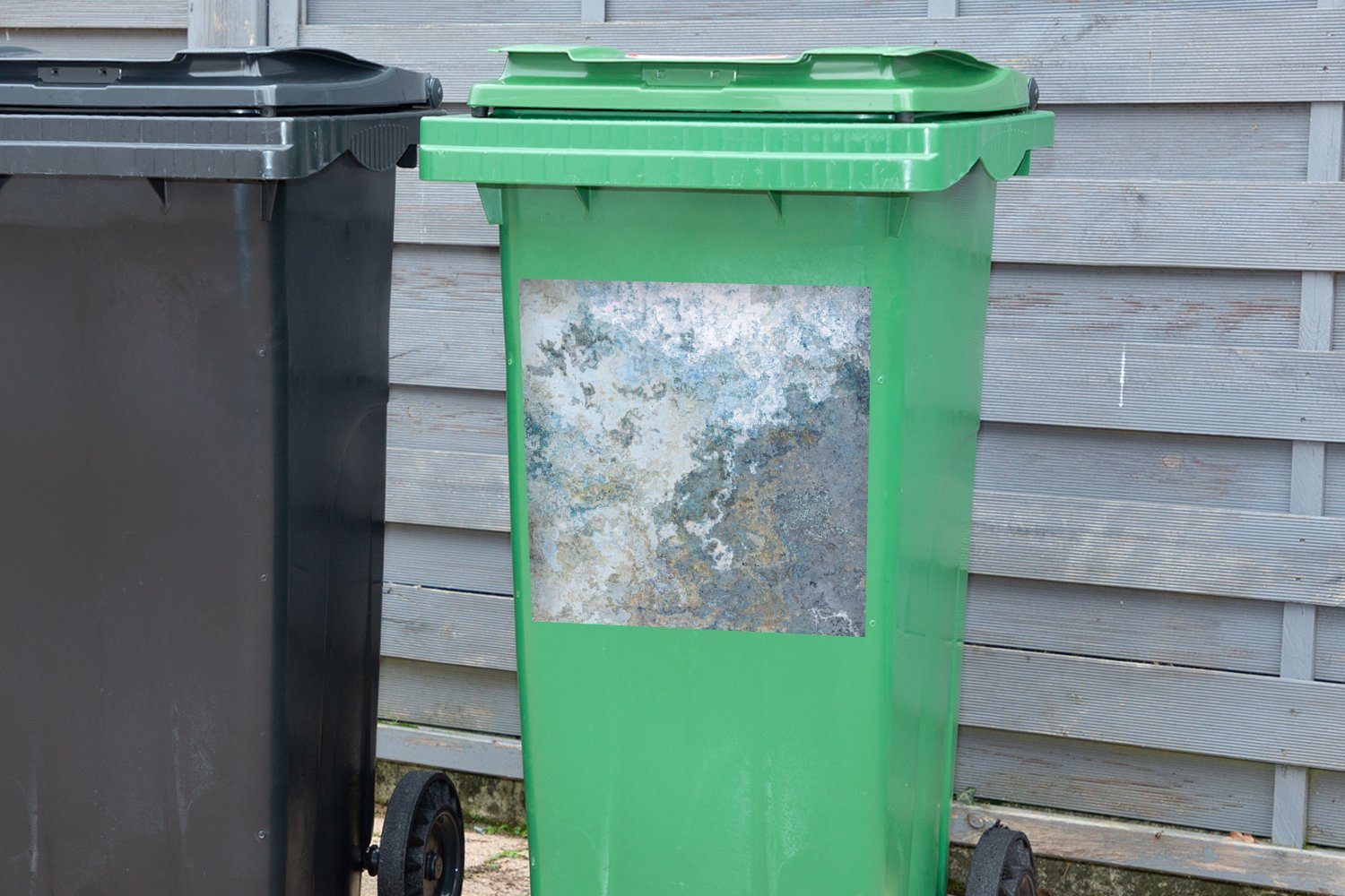 MuchoWow Wandsticker Stein - Container, (1 Abfalbehälter - Mülltonne, Rost Vintage St), Sticker, Mülleimer-aufkleber