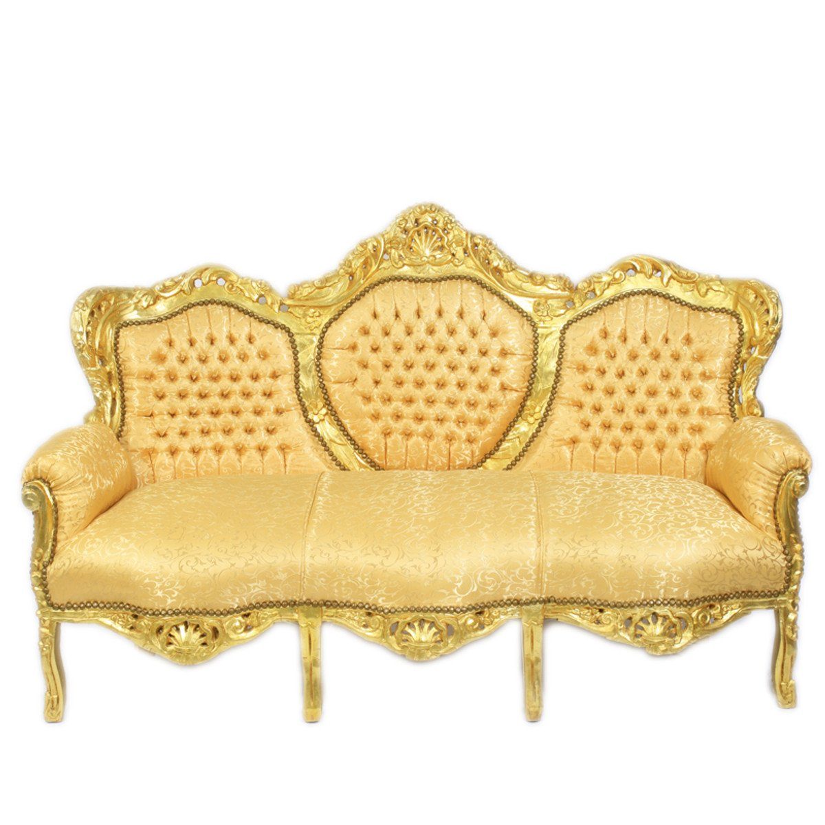 Casa Padrino 3-Sitzer Barock 3-er Sofa "King" Gold Muster / Gold - Möbel Barock