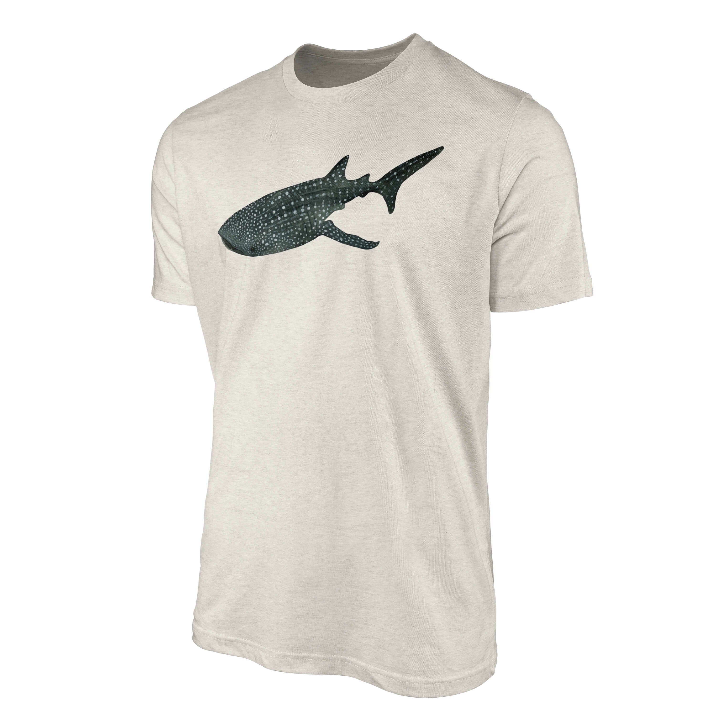 Sinus Art T-Shirt Shirt Walhai Herren Nachhaltig e aus Ökomode Bio-Baumwolle gekämmte T-Shirt 100% Motiv (1-tlg) Wasserfarben