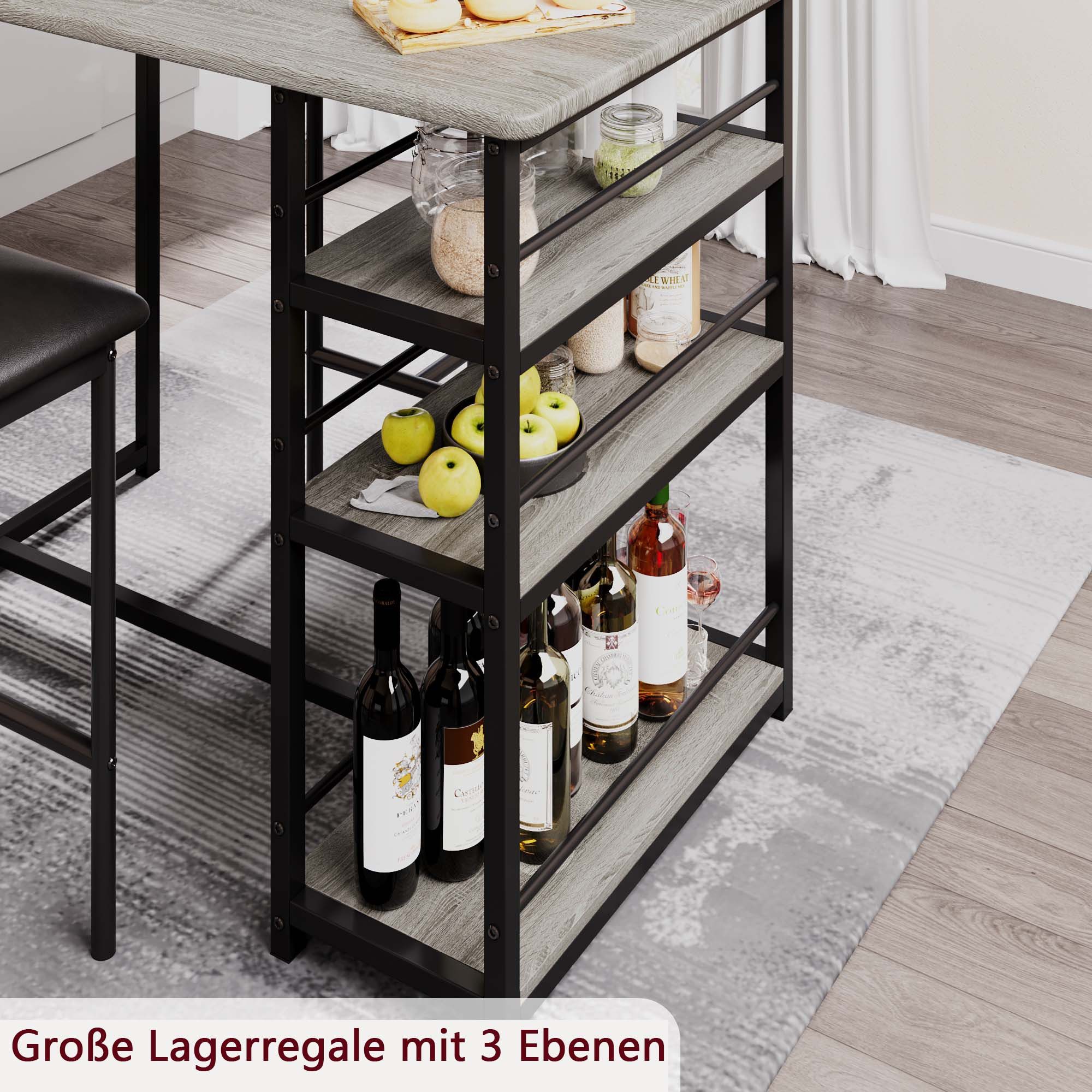 GarveeMore Esstisch Esstisch-Set für 2, Küchentisch und Polsterstühle für 2