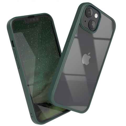 EAZY CASE Handyhülle Bumper Case für Apple iPhone 14 / iPhone 13 6,1 Zoll, Hybrid Handyhülle mit Displayschutz Backcover stoßfest Rand Nacht Grün