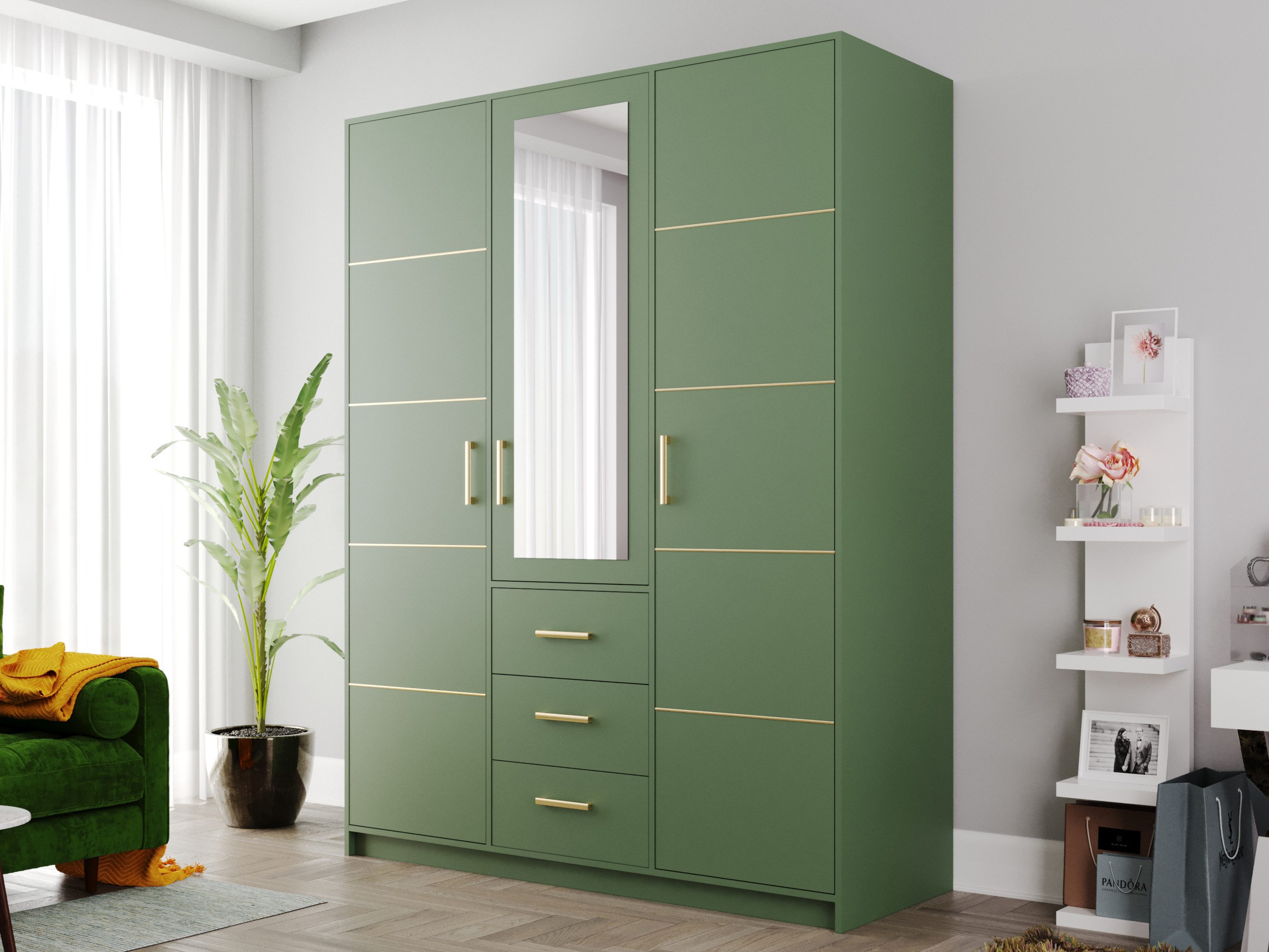 Compleo Kleiderschrank mit goldfarbenen Elementen und günstig online kaufen