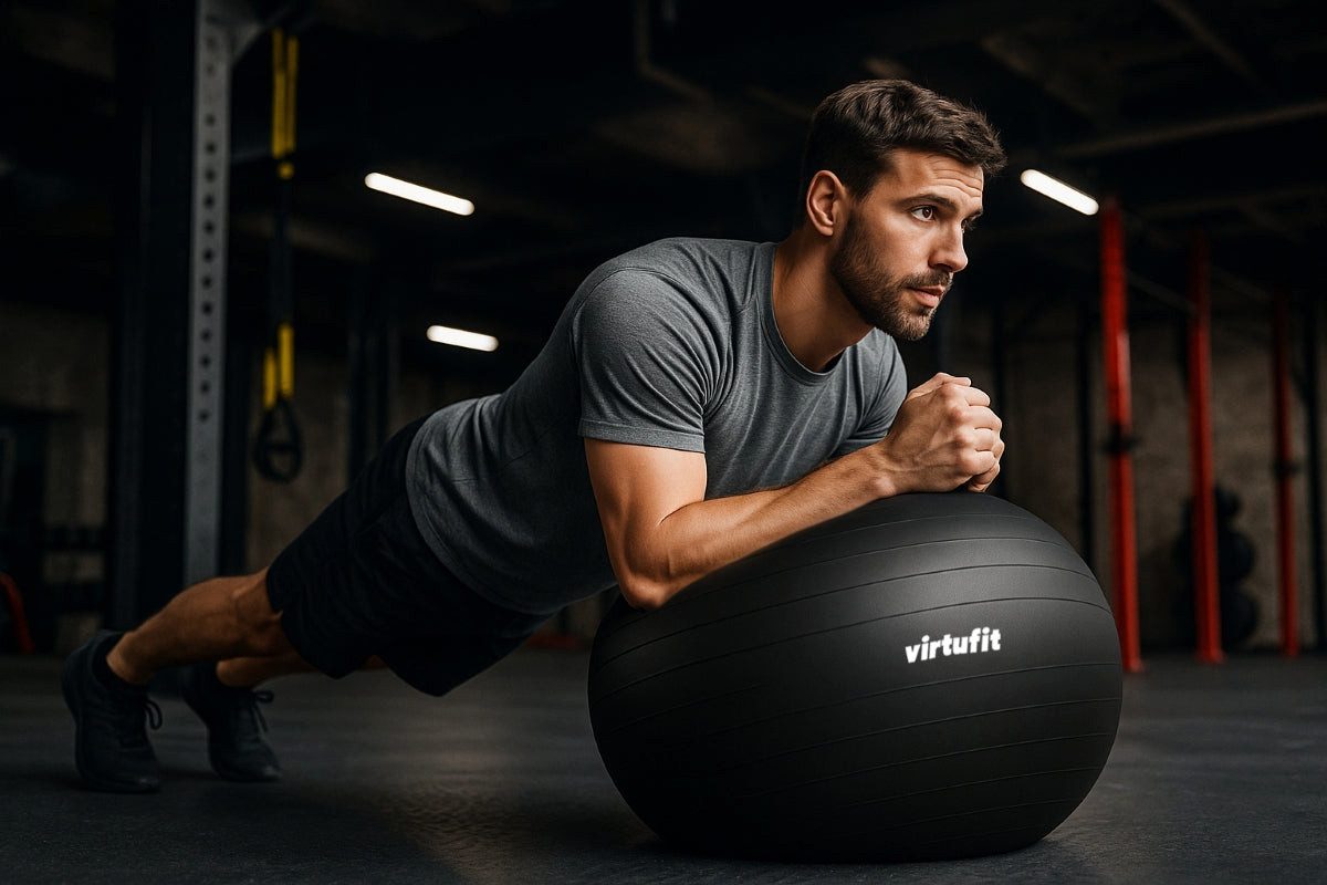 VirtuFit Gymnastikball VirtuFit Anti-Burst Fitnessball Pro mit Pumpe - Schwarz - 85 cm