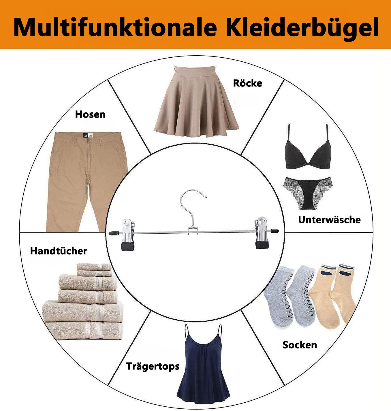 Refined Living Kleiderbügel 20 xHosenbügel Klammerbügel Kleiderbügel Metall Rockbügel Hosenspanner, (Platzsparende Bügel, Kleiderbügel mit Clips, Rutschfeste Kleiderbügel, 360° Drehbarer Haken, 2 Größen wählbar (28cm & 35cm), Kleiderbügel mit verstellbaren Clips, Metall Kleiderbügel Set, Kleiderbügel für Hosen und Röcke, 20-tlg), für Hosen Shorts Rock Socken Unterwäsche,mit rutschfest Clips