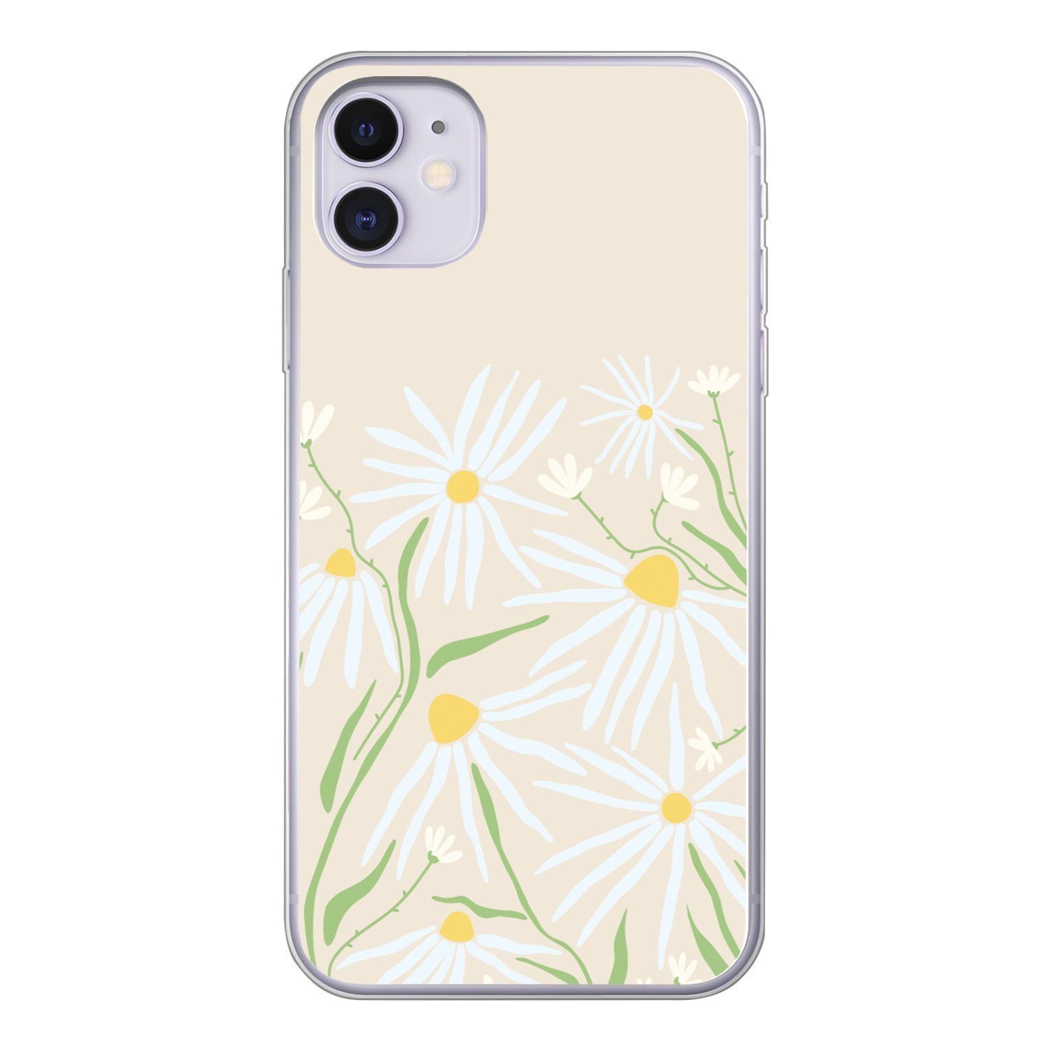 MuchoWow Handyhülle für Apple iPhone 11 Blume - Muster - Gelb, Smartphone-Bumper, Print, Handy Schutzhülle Dünn