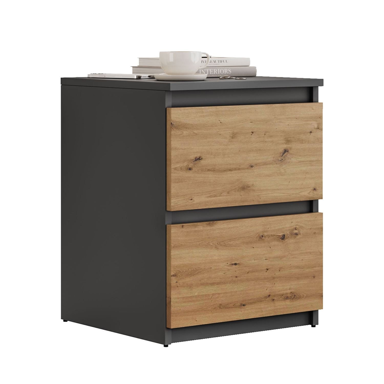 Lookway Nachttisch HANA W2 mit Schubladen (1x Nachttisch), Breite: 40 cm