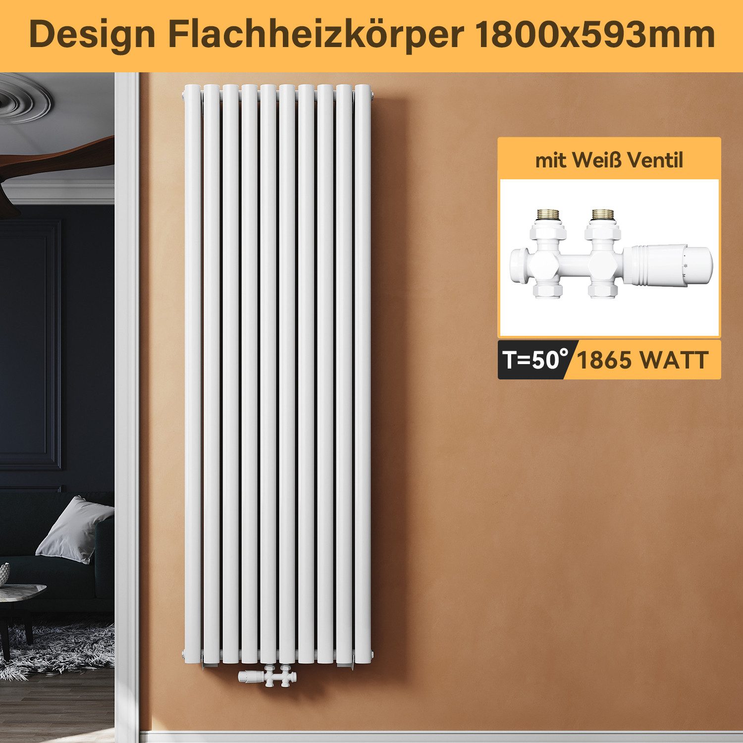 SONNI Badheizkörper Heizkörper Design Röhren Heizung modern, Weiß