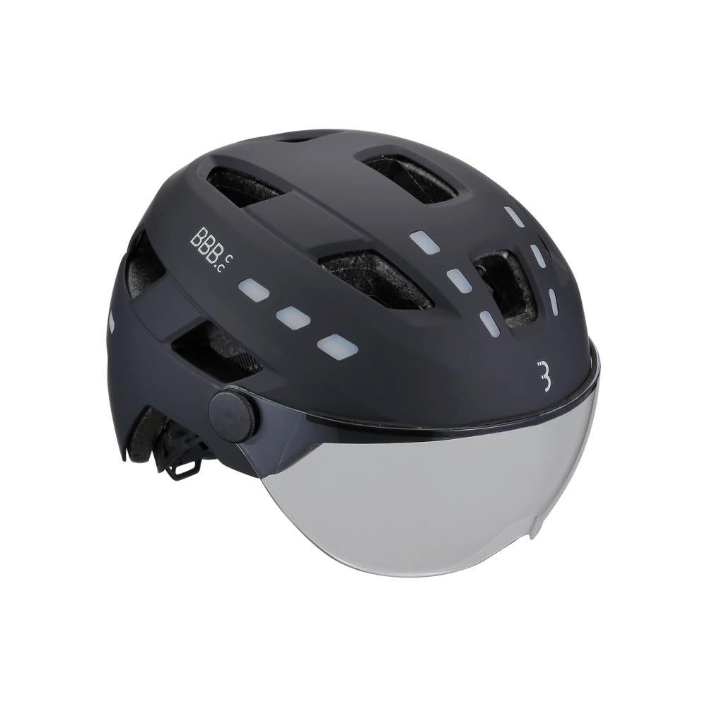 Fahrradhelm BBB Helme District Led faceshield ML 54-60 mat schwarz