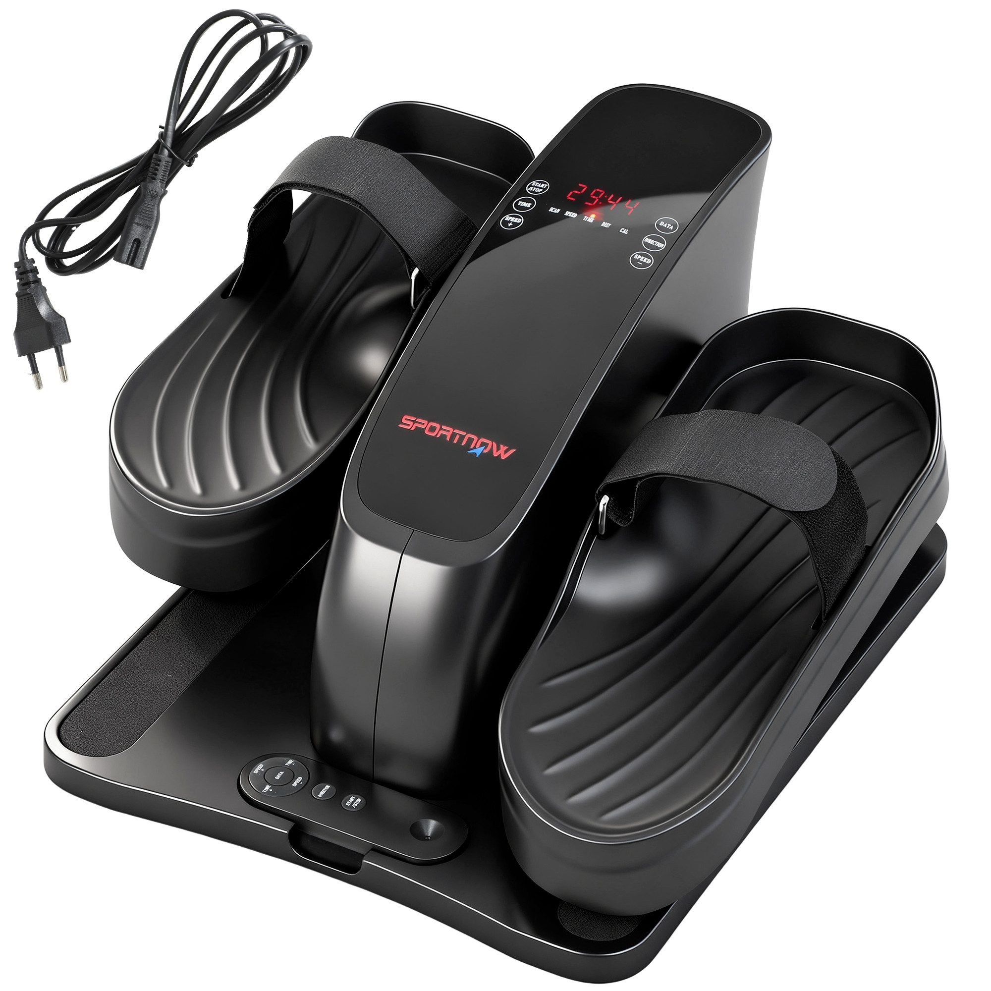 SPORTNOW Ellipsentrainer mit Fernbedienung, LED-Display, 12 Geschwindigkeiten (Rutschfest Leise Tragbar Beintrainer, 1-tlg., Elektrischer Crosstrainer), für Senioren Erwachsene Zuhause