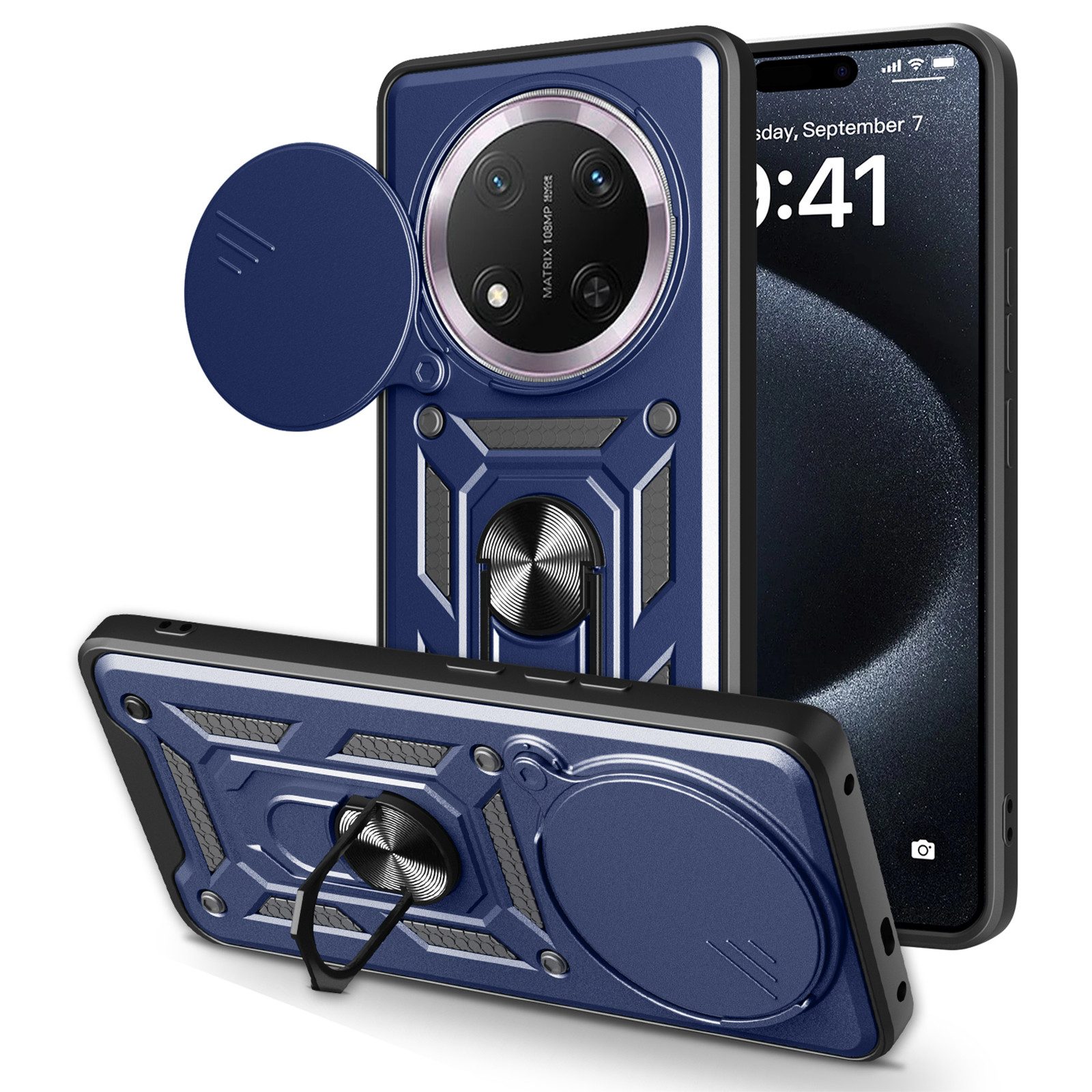 betterfon Handyhülle Panzer Hülle für Honor Magic 7 Lite Outdoor Case mit Kameraschutz, Outdoorhülle mit Ringhalter Smartstand und Silikonkern