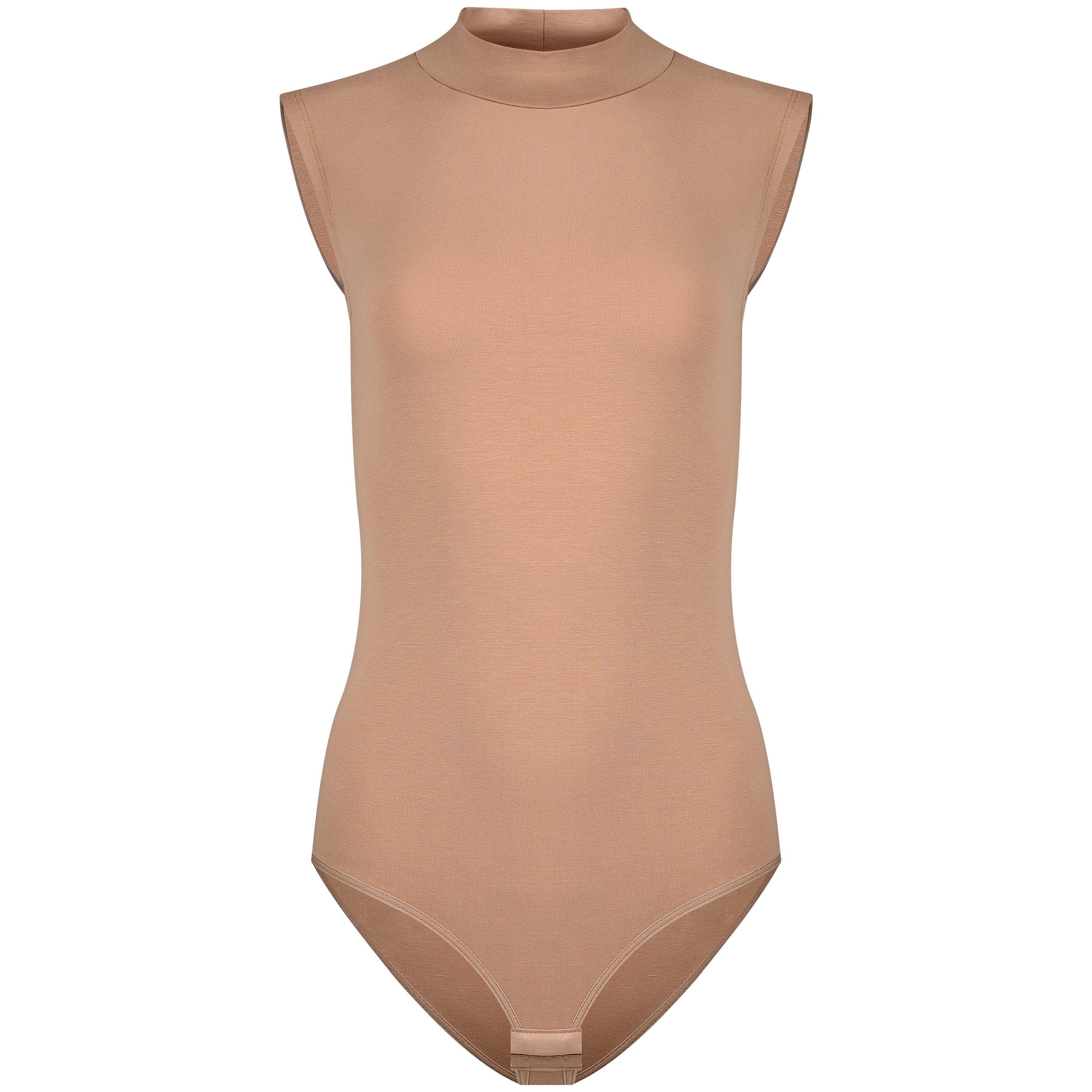 Evoni Body Damen Bodysuit ärmellos Baumwolle Halbkragen