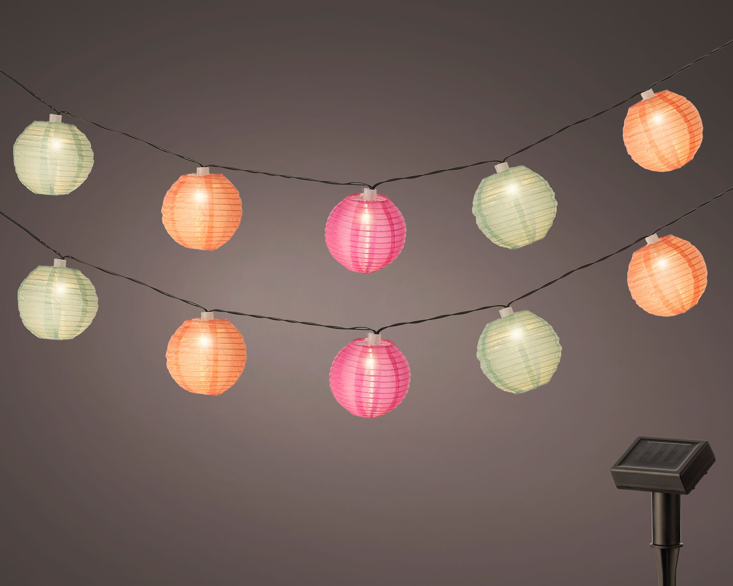 Lumineo LED-Girlande, LED Solar Lichterkette Lampions günstig online kaufen