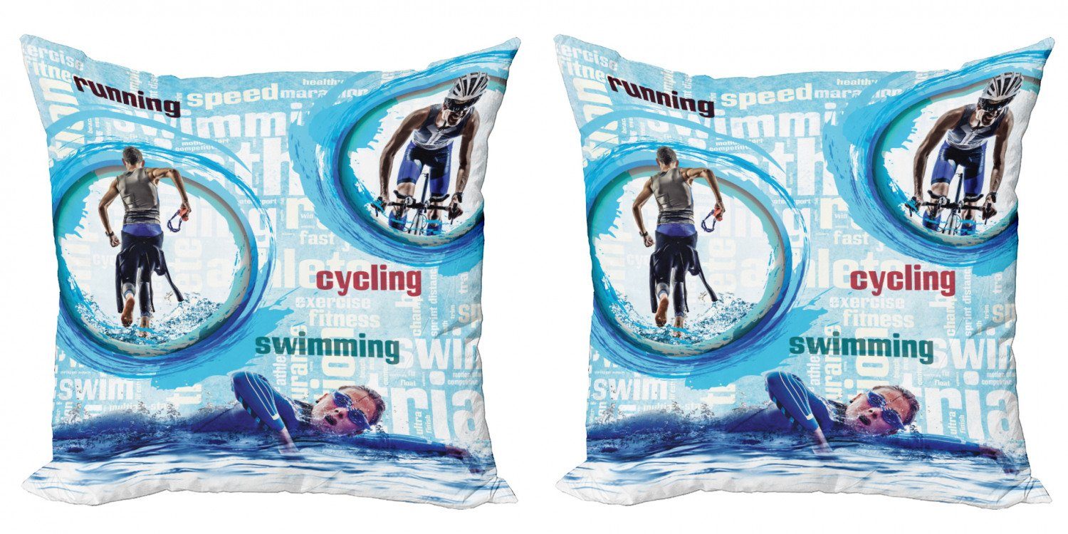 Kissenbezüge Modern Accent Doppelseitiger Digitaldruck, Abakuhaus (2 Stück), Hundeliebhaber Radfahren Laufen Schwimmen