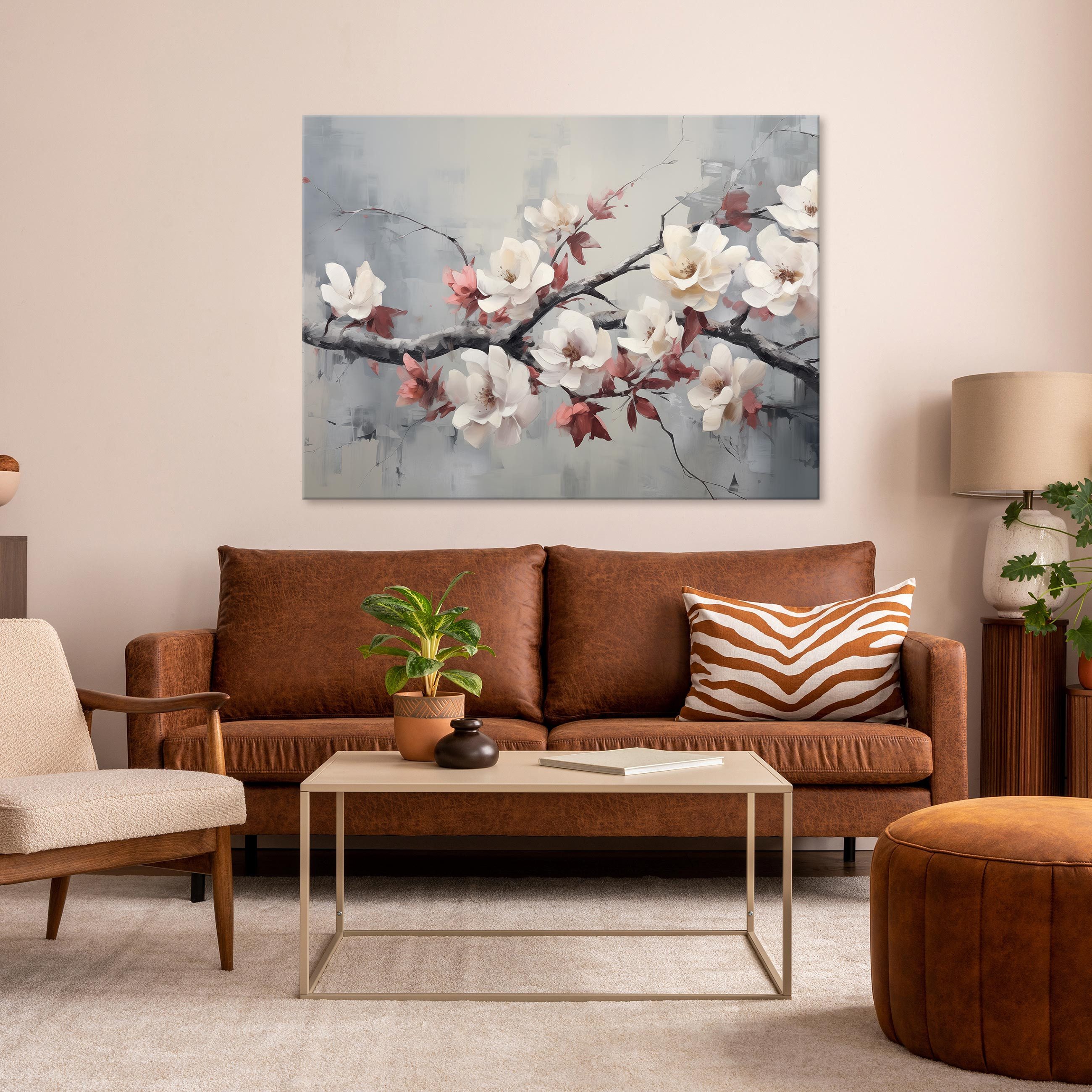 Wallarena Leinwandbild Blumen Art Gemalt Grau Wandbilder XXL Wand Deko Bild günstig online kaufen