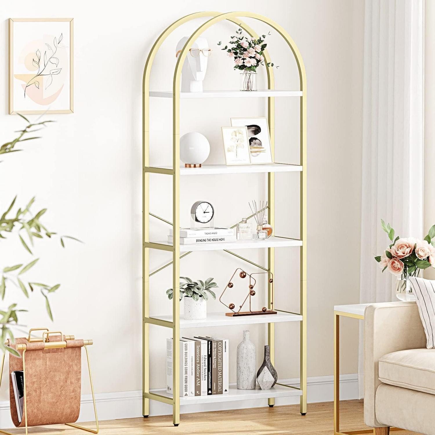 LuxusKollektion Standregal Standregal Gold Marmor 5 Ebenen 180cm, 1-tlg.