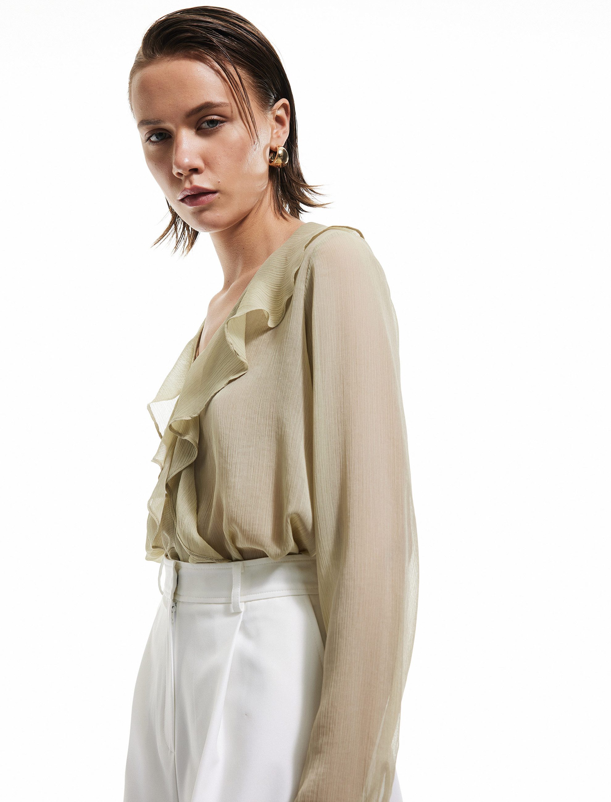 Koton Langarmshirt V-Kragen Langärmelig Langarmshirt