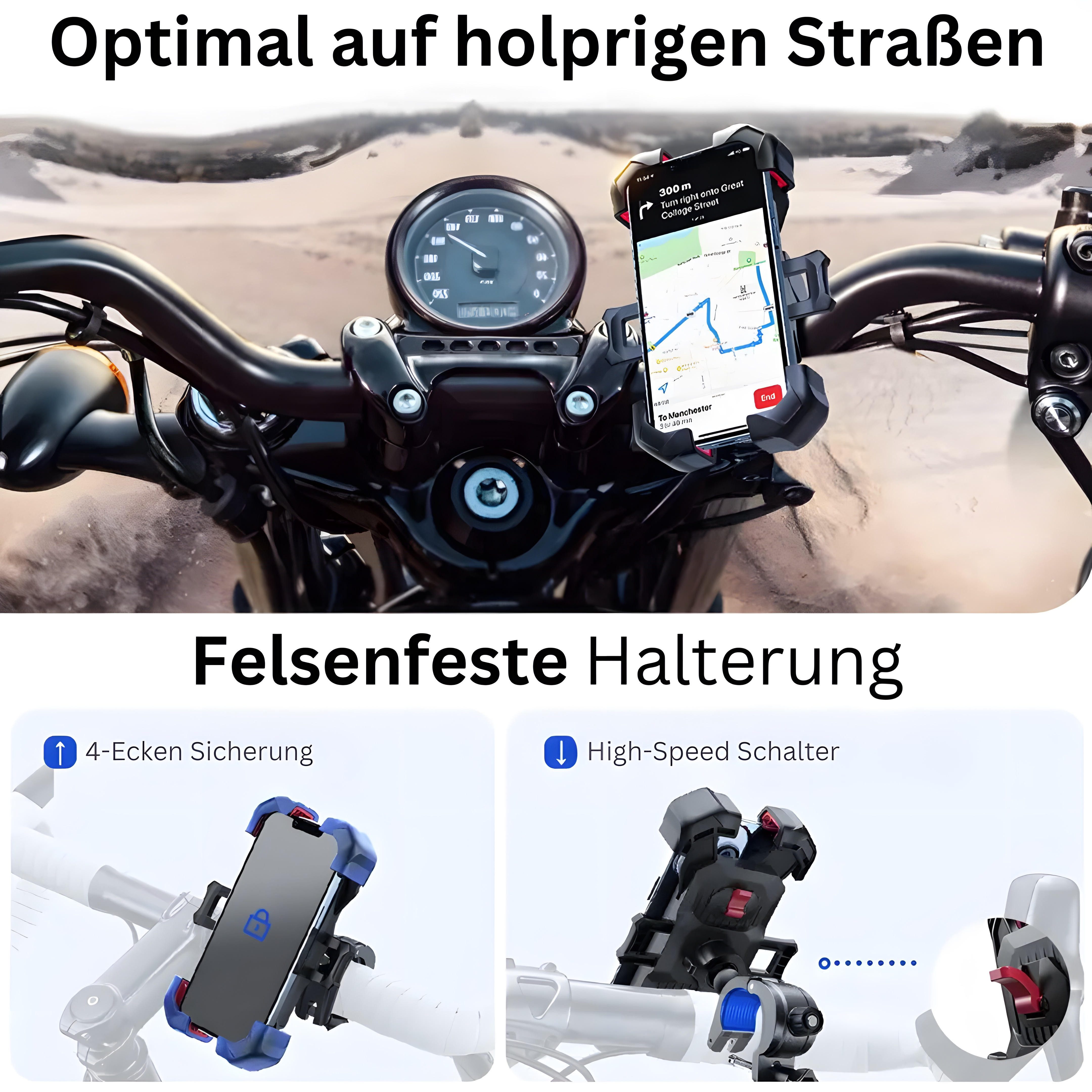 JOYROOM Handy-Halterung Fahrrad Handyhalterung Smartphone Halterung Handyhalter Motorrad, (bis 7,00 Zoll, Handyhalterung, Montage ohne Werkzeug, Lademöglichkeit während der Fahrt)