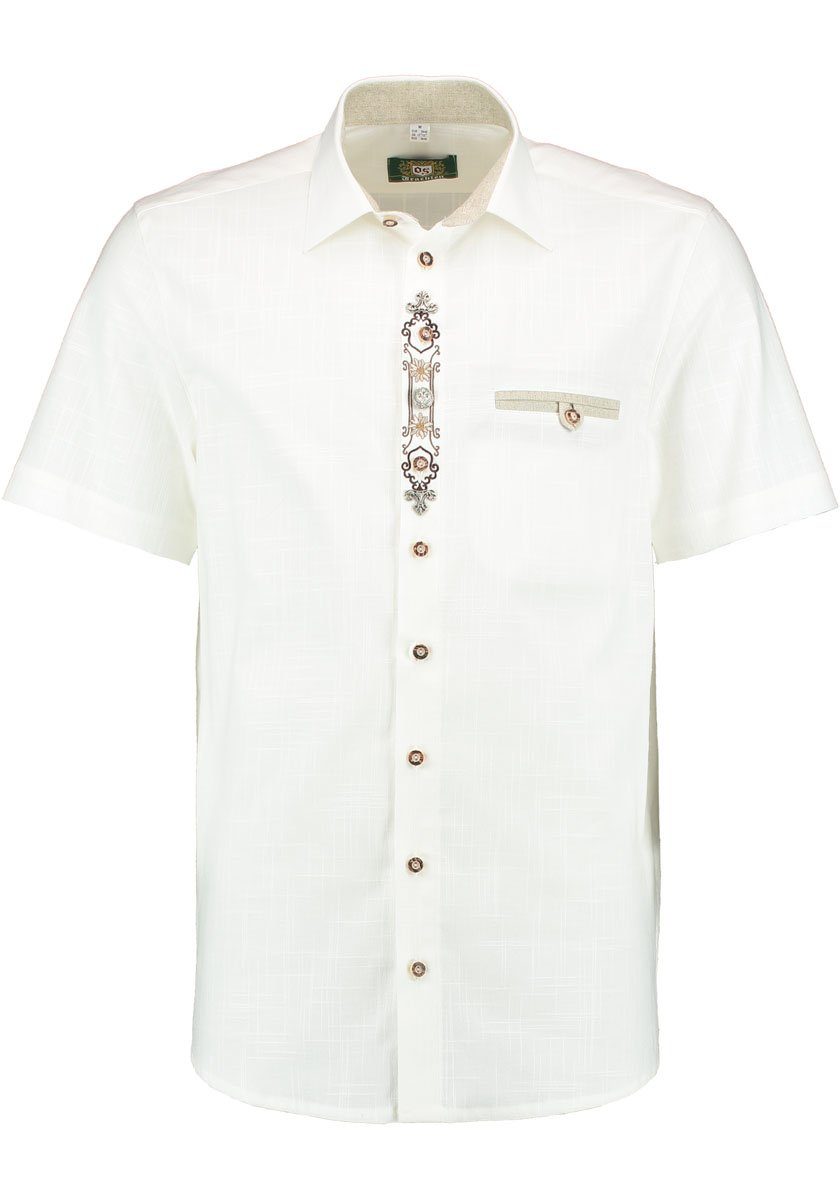 OS Trachten Trachtenhemd Rotni Herren Kurzarmhemd mit Haifischkragen