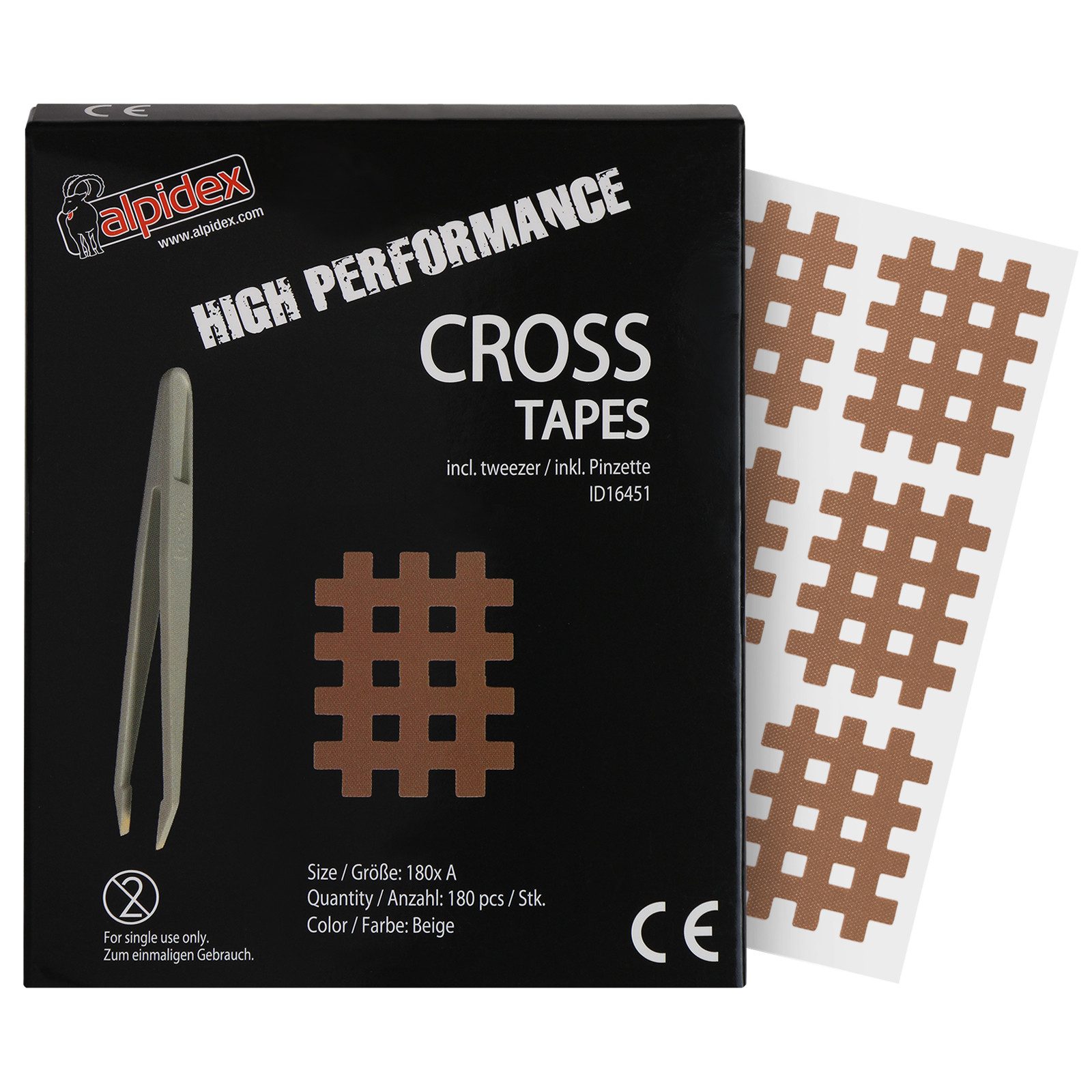 ALPIDEX Kinesiologie-Tape Cross Tape Gitter Tapes Gitterpflaster (180-St)