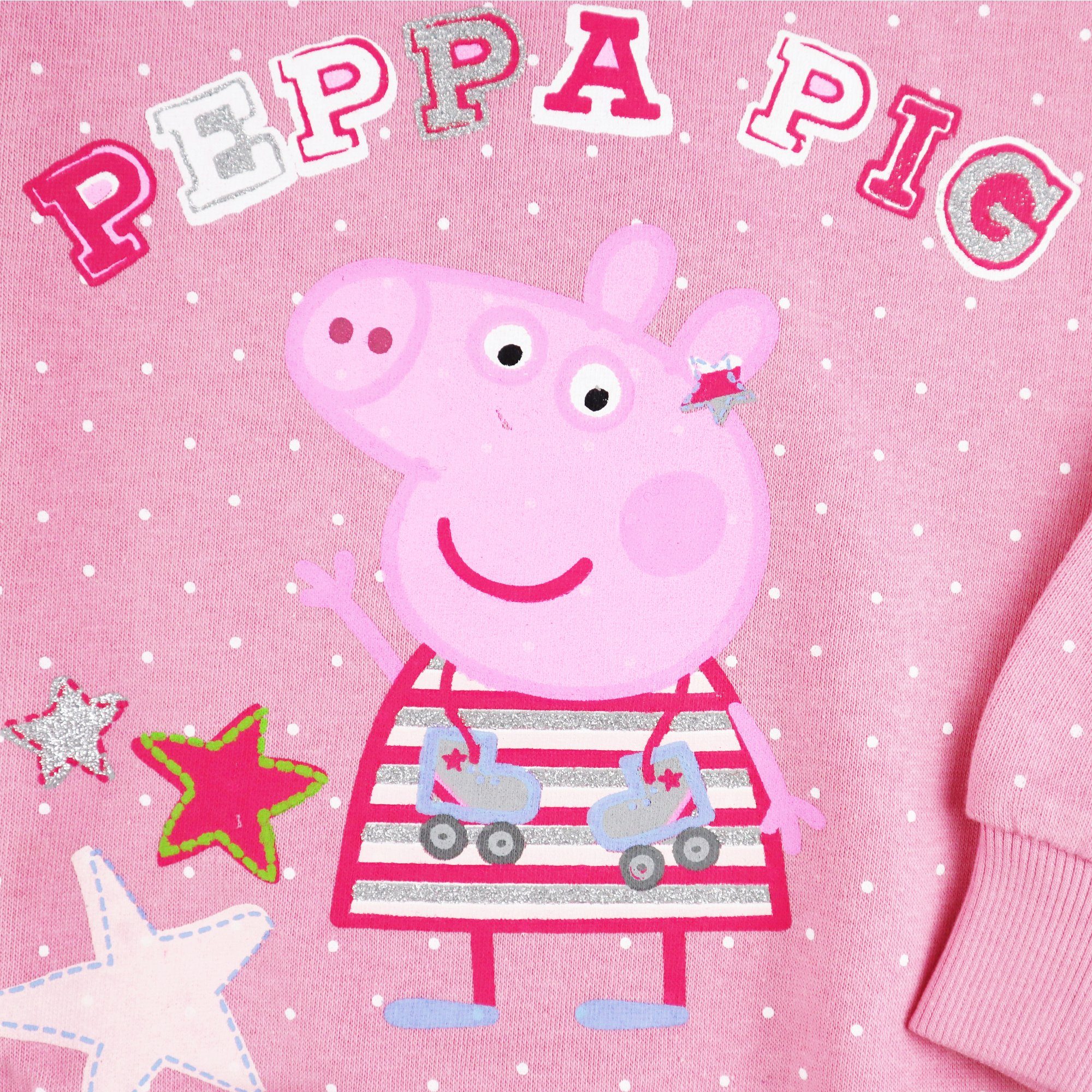 Peppa Pig Sweater Peppa Wutz Baumwolle, bis Rosa 92 Pullover 100% 116, Kinder Baby Pulli Gr