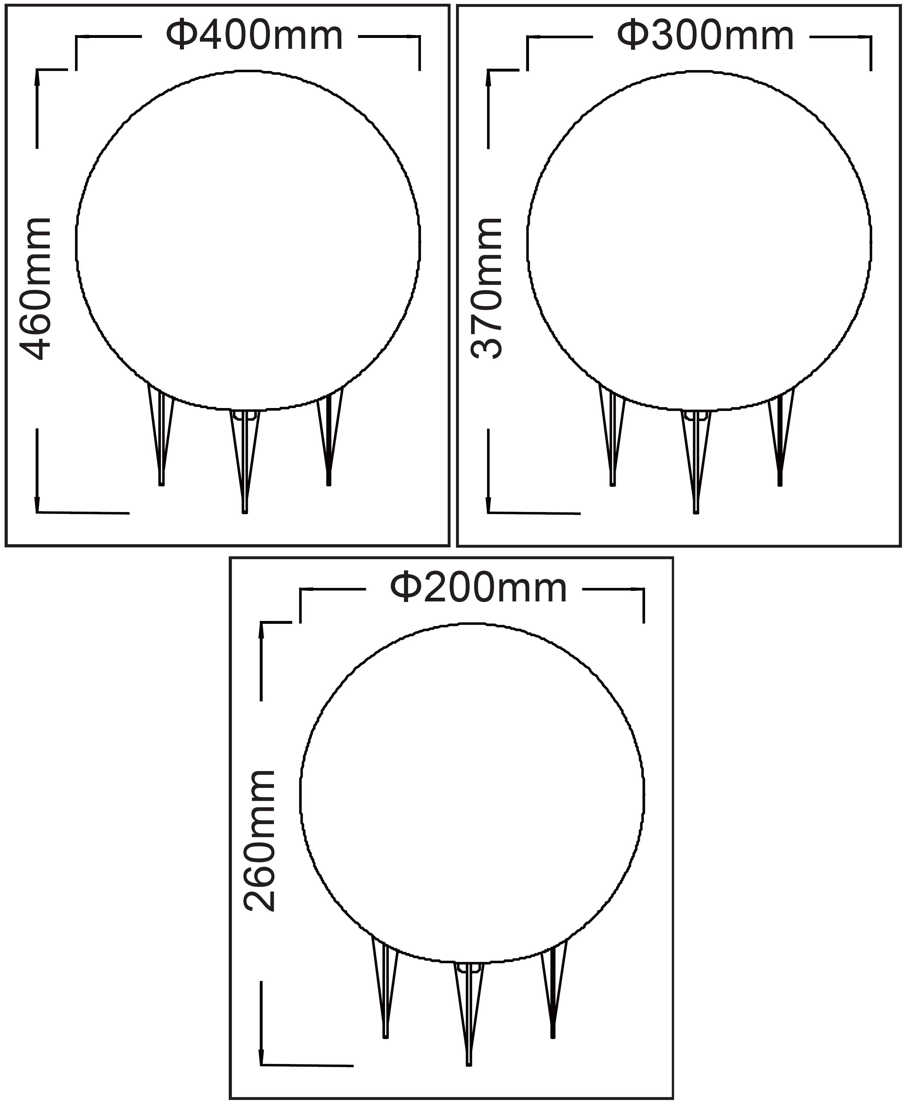 TRANGO Gartenleuchte, *SANDSTONE* 3er Set Kugellampe, Gartenkugel, Außenleuchte 23400S in Sandstein-Optik je 1x Kugel Ø 20cm, 30cm, 40cm mit je ca. 5 Meter IP44 Zuleitungskabel & E27 Fassung, IP65 Strahlwassergeschützt für Außen und Innen geeignet