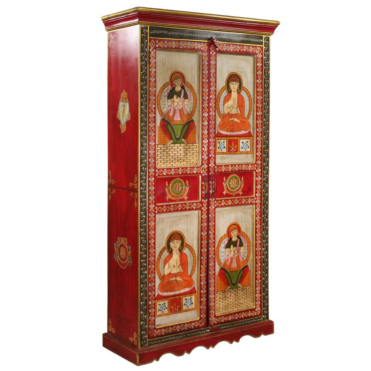 Oriental Galerie Mehrzweckschrank Tibet Wandschrank Nyima Rot 175 cm