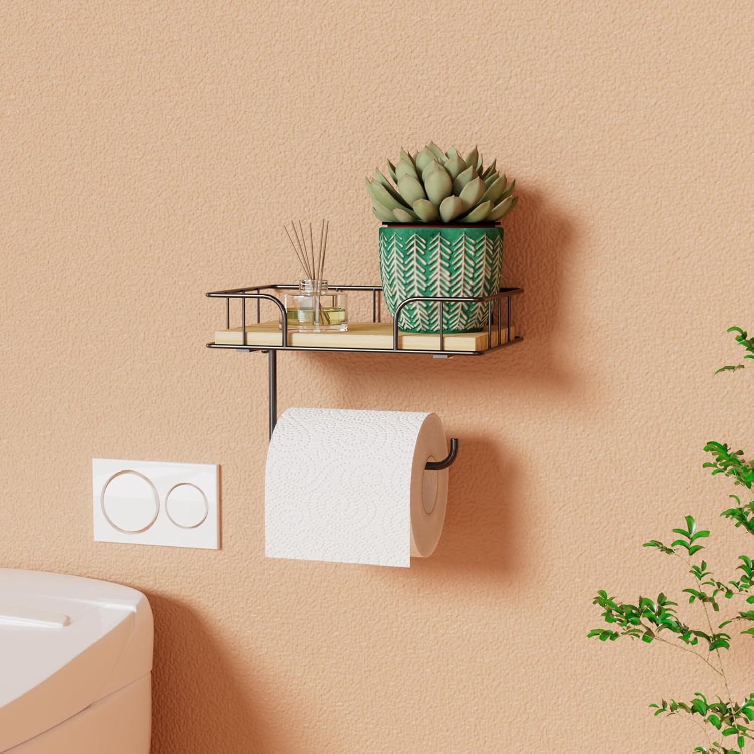 Holz Lichter Toilettenpapierhalter Toilettenpapierhalter mit Ablage & Feuch günstig online kaufen