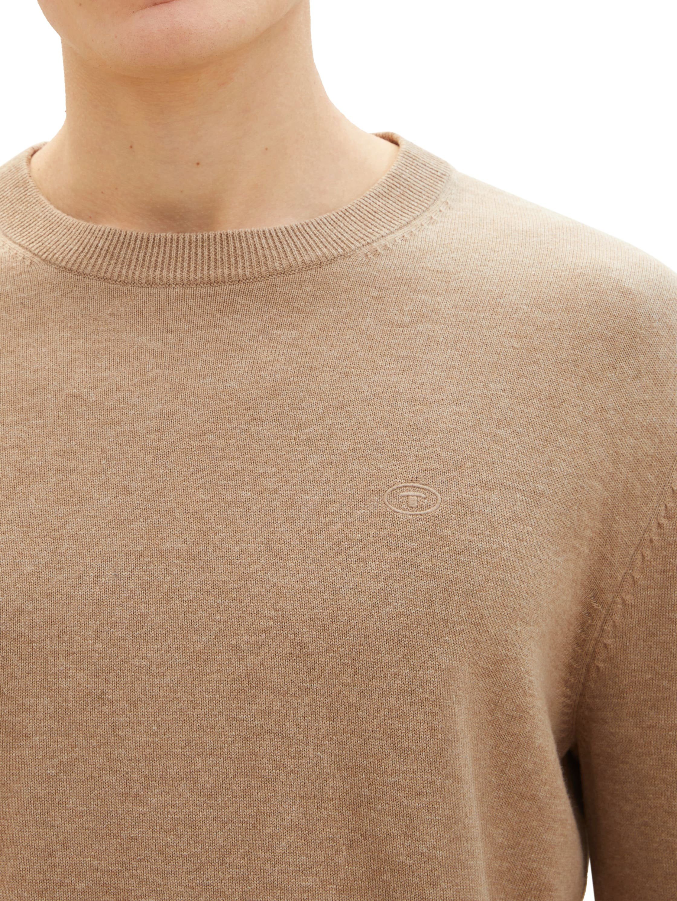 TOM TAILOR Rundhalspullover mit Logostickerei