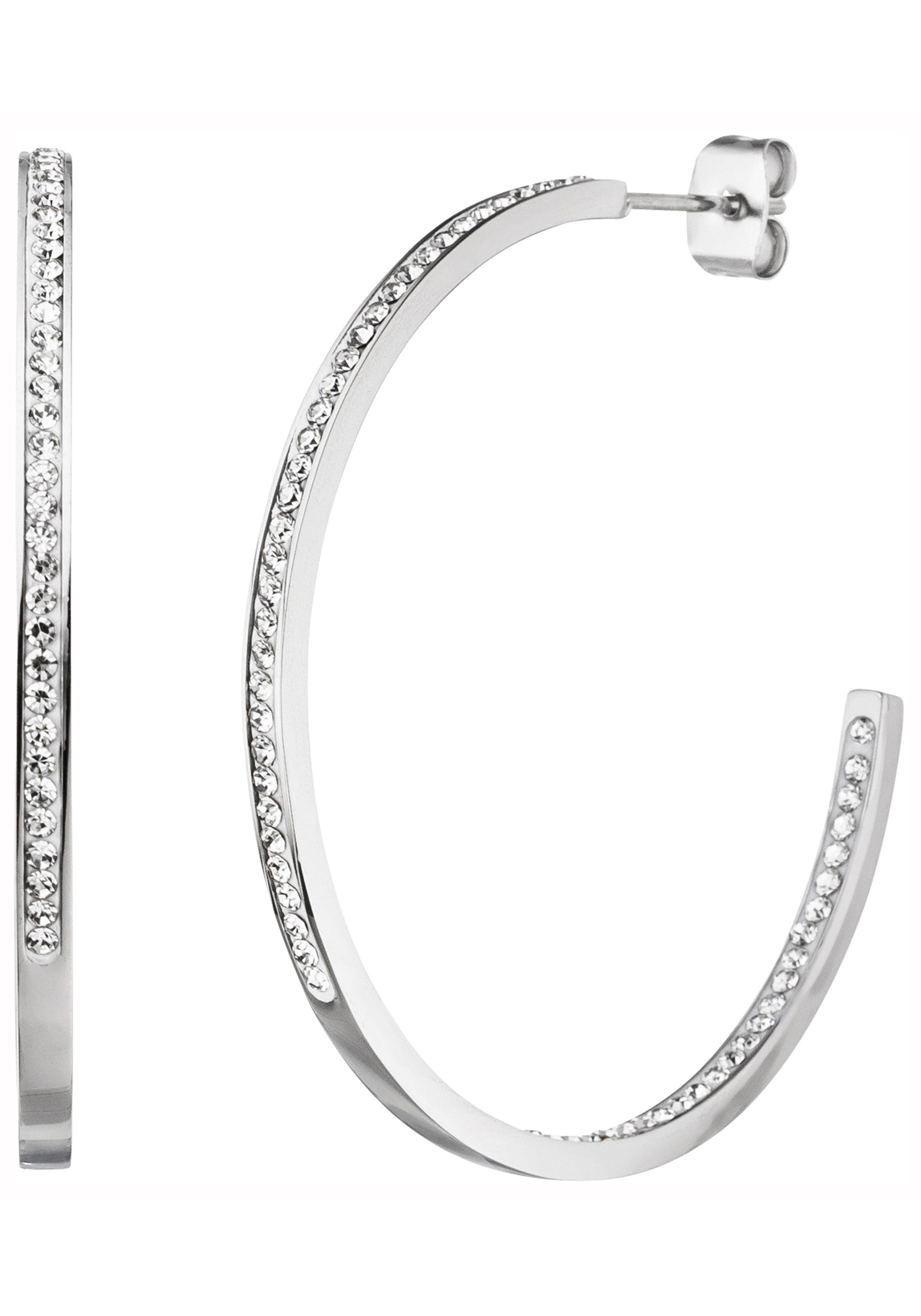 JOBO Paar Creolen, Edelstahl mit 134 Kristallsteinen günstig online kaufen