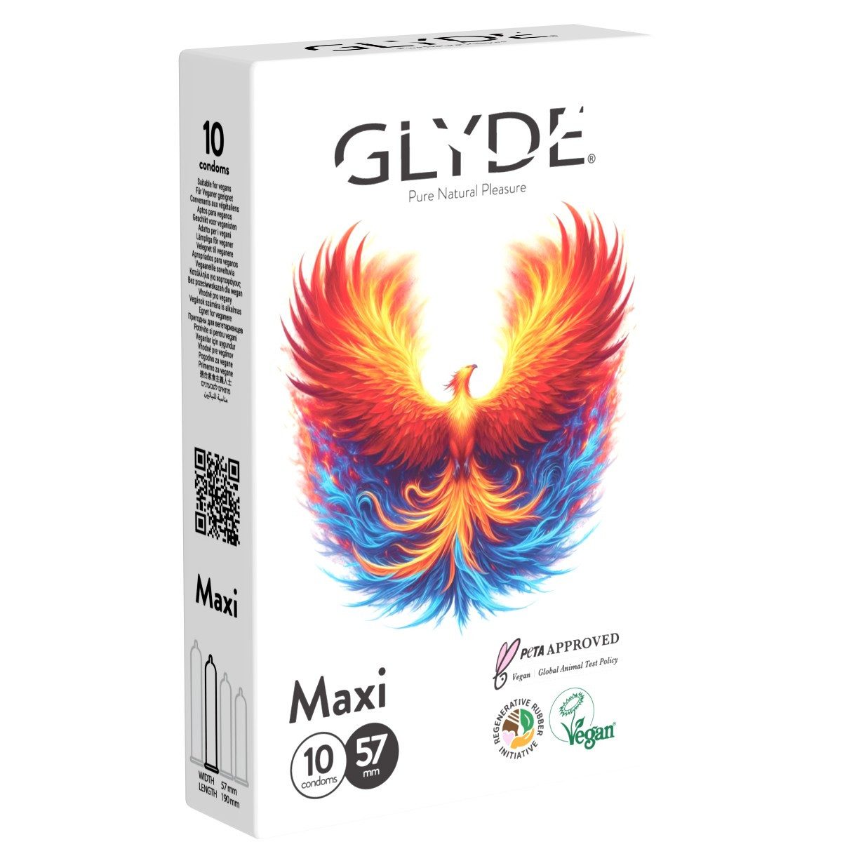 Glyde XXL-Kondome Ultra Maxi - große vegane Kondome Packung mit, 10 St., vegane Kondome ohne Casein, Zertifiziert mit der Veganblume, Gefühlsecht & Reißfest