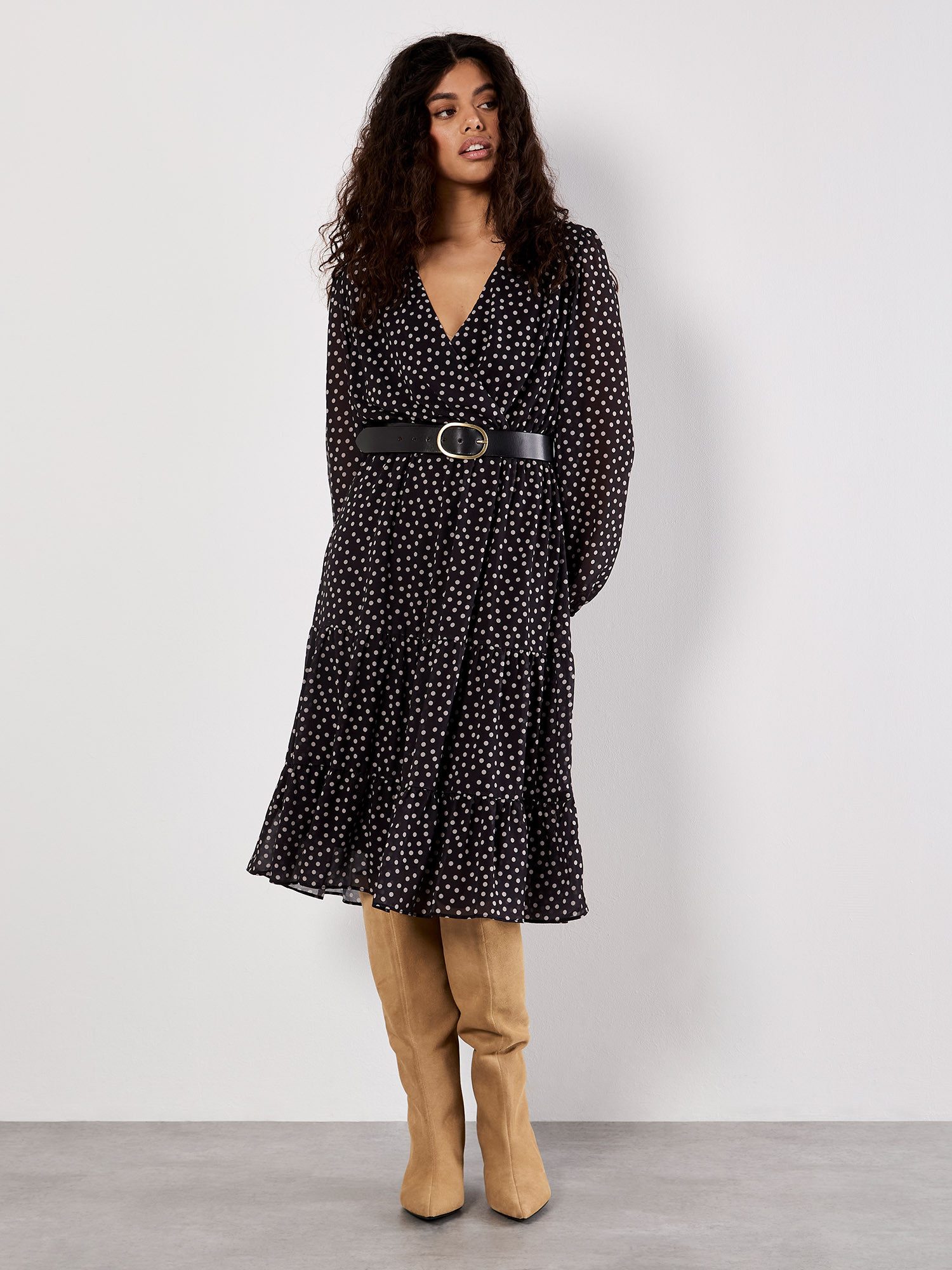 Apricot Chiffonkleid Chiffonkleid (2-tlg., mit Bindeband) in Wickeloptik günstig online kaufen