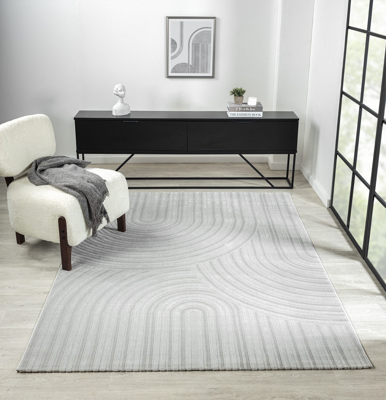 Vimoda Designteppich Wohnzimmer mit Kreis-Hochtiefmuster, Rechteck, kurzflo günstig online kaufen