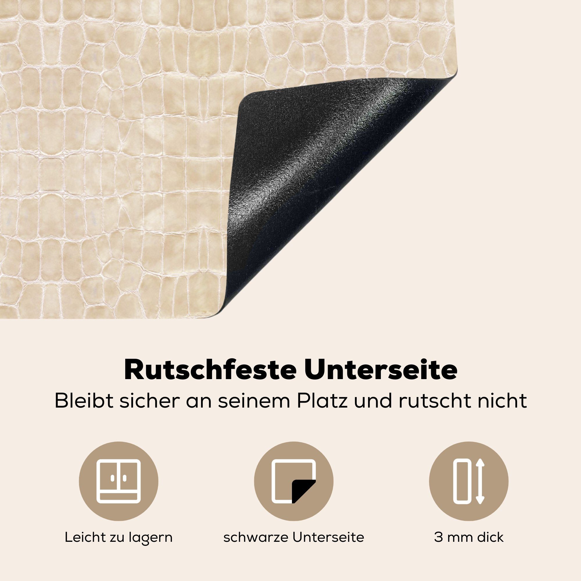 Induktionskochfeld Herdblende-/Abdeckplatte Vinyl, Tierhaut, Leder Küchen Induktionsherd, - Textur MuchoWow für (1 cm, - Dekoration 58x51 tlg),