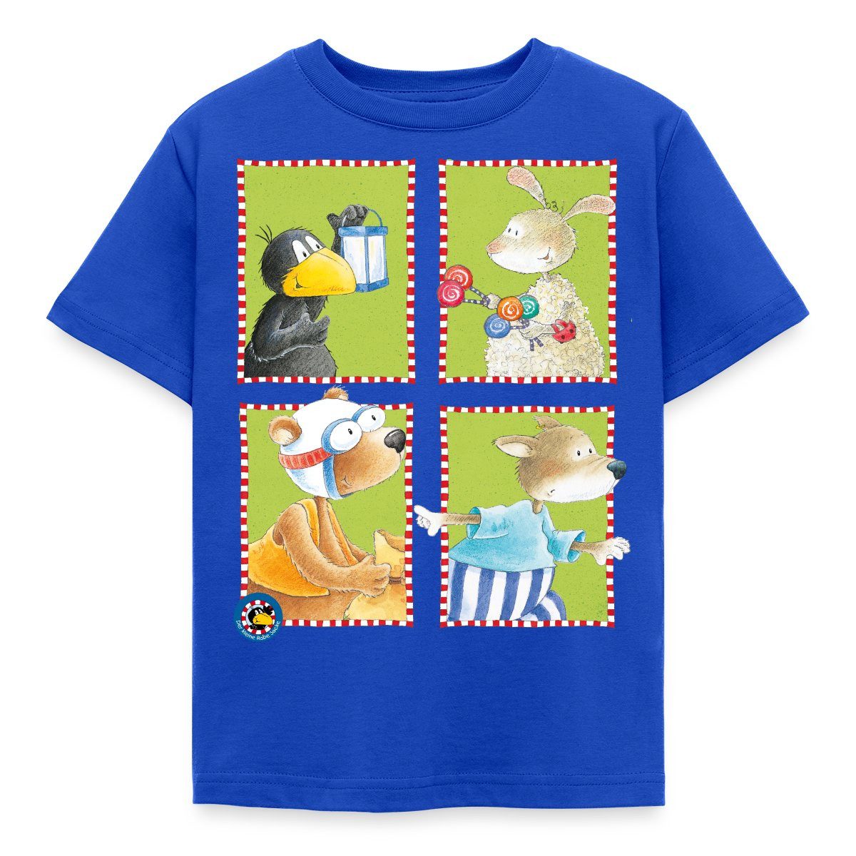 T-Shirt Der kleine Rabe Socke mit Freunden Kachel Kinder T-Shirt