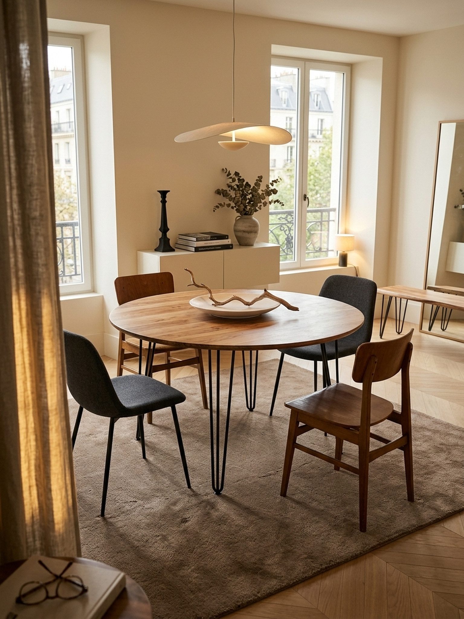 KADIMA DESIGN Esstisch Runder Massivholz-Esszimmertisch, Landhausstil, 120 cm Durchmesser – Bild 4 von 5