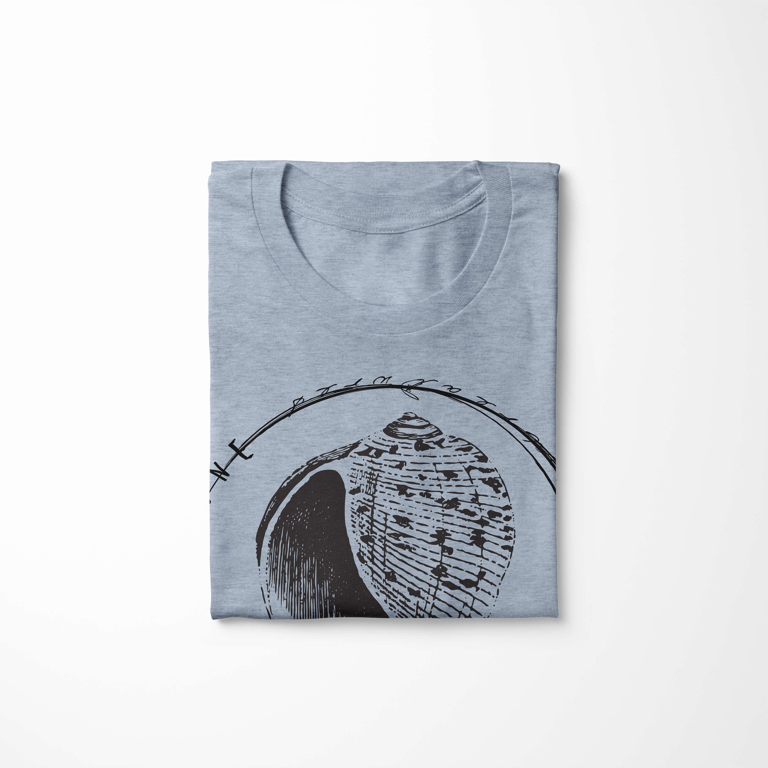 Sinus Art sportlicher Stonewash Schnitt Sea Tiefsee Serie: Denim und T-Shirt 057 / - feine Creatures, T-Shirt Fische Sea Struktur