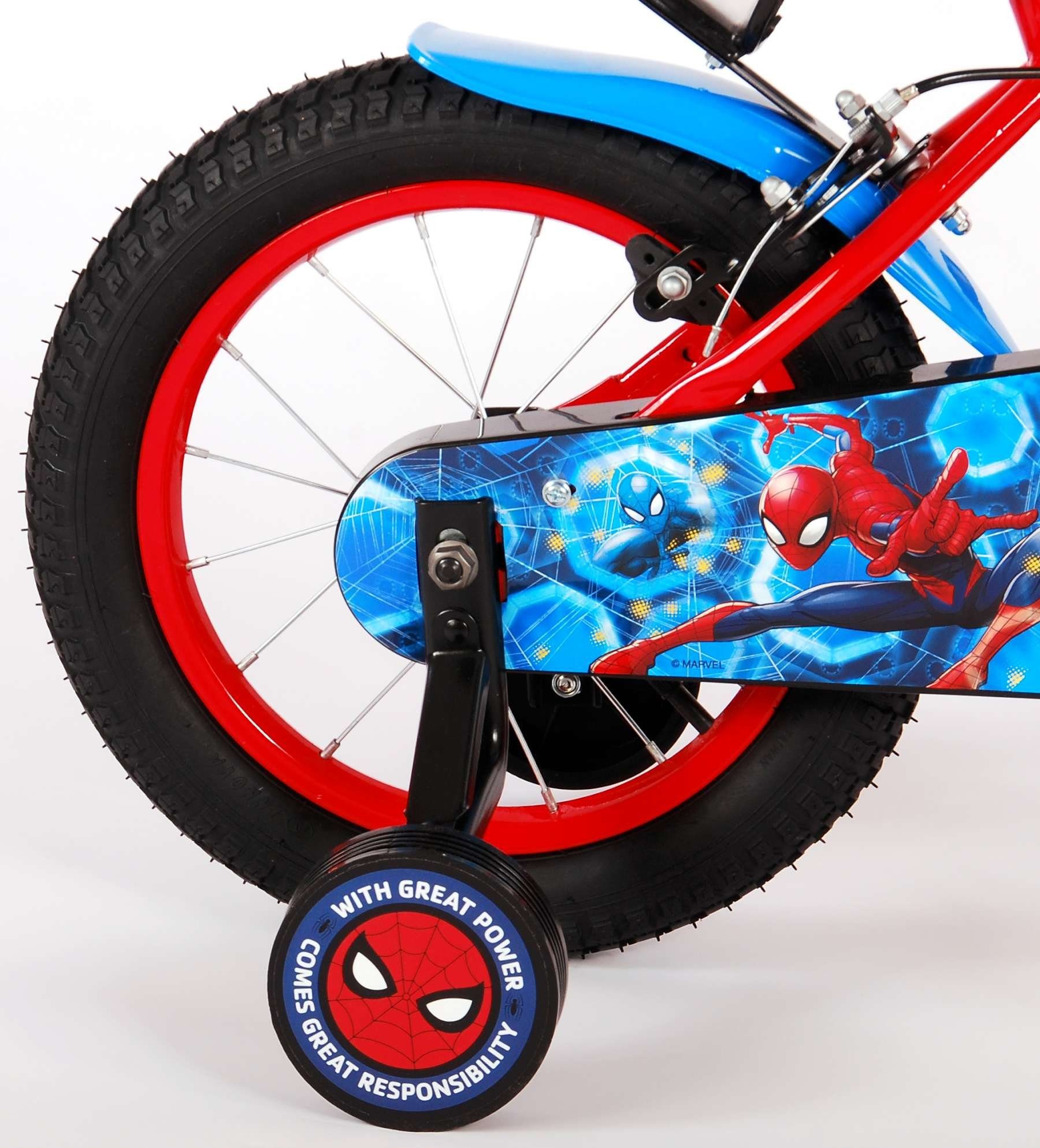 Zoll 14 Rutschfeste TPFSports Sicherheitsgriffe), Spider - Stützrädern Disney 1 - (Jungs Kinderfahrrad mit Man Gang, Kinder Zoll, Rot 14 Fahrrad Fahrrad