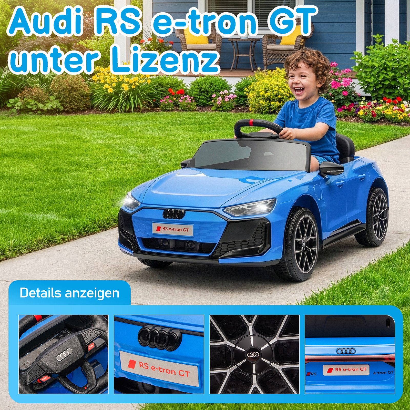 LALAHO Elektro-Kinderauto Elektro-Kinderauto Elektroauto Audi RS E-Tron GT, Sanfter Start