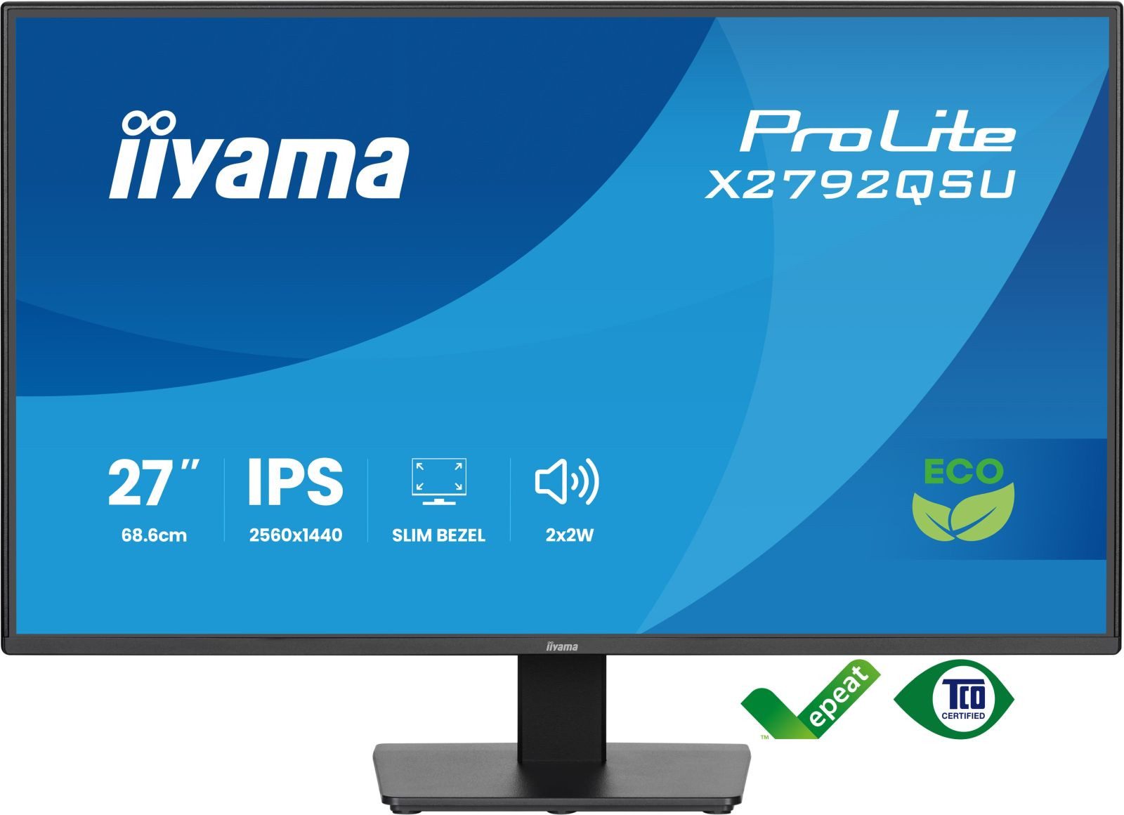 Iiyama ProLite X2792QSU-B1 - LED - 68.6 cm (27 Zoll) TFT-Monitor (2560 x 1440 px, Quad HD, 3 ms Reaktionszeit, 120 Hz, IPS, Adaptive-Sync, Lautsprecher, G-SYNC, HDCP)