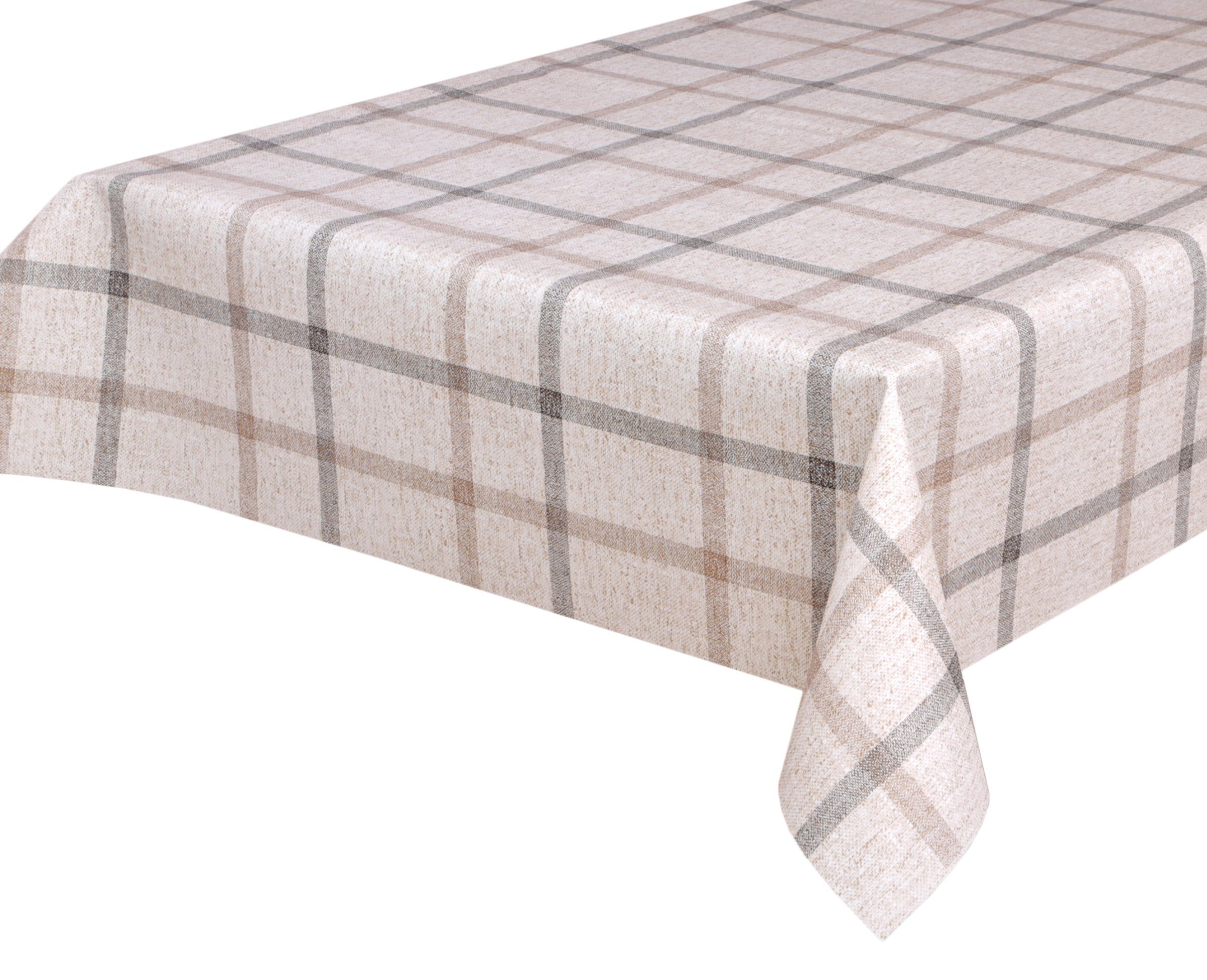 Beautex Tischdecke Wachstuchtischdecke, Leinen Karo beige, abwischbar Wachstuch Garten (1-tlg), Wasserundurchlässiger Tischschutz mit versiegelter Oberfläche