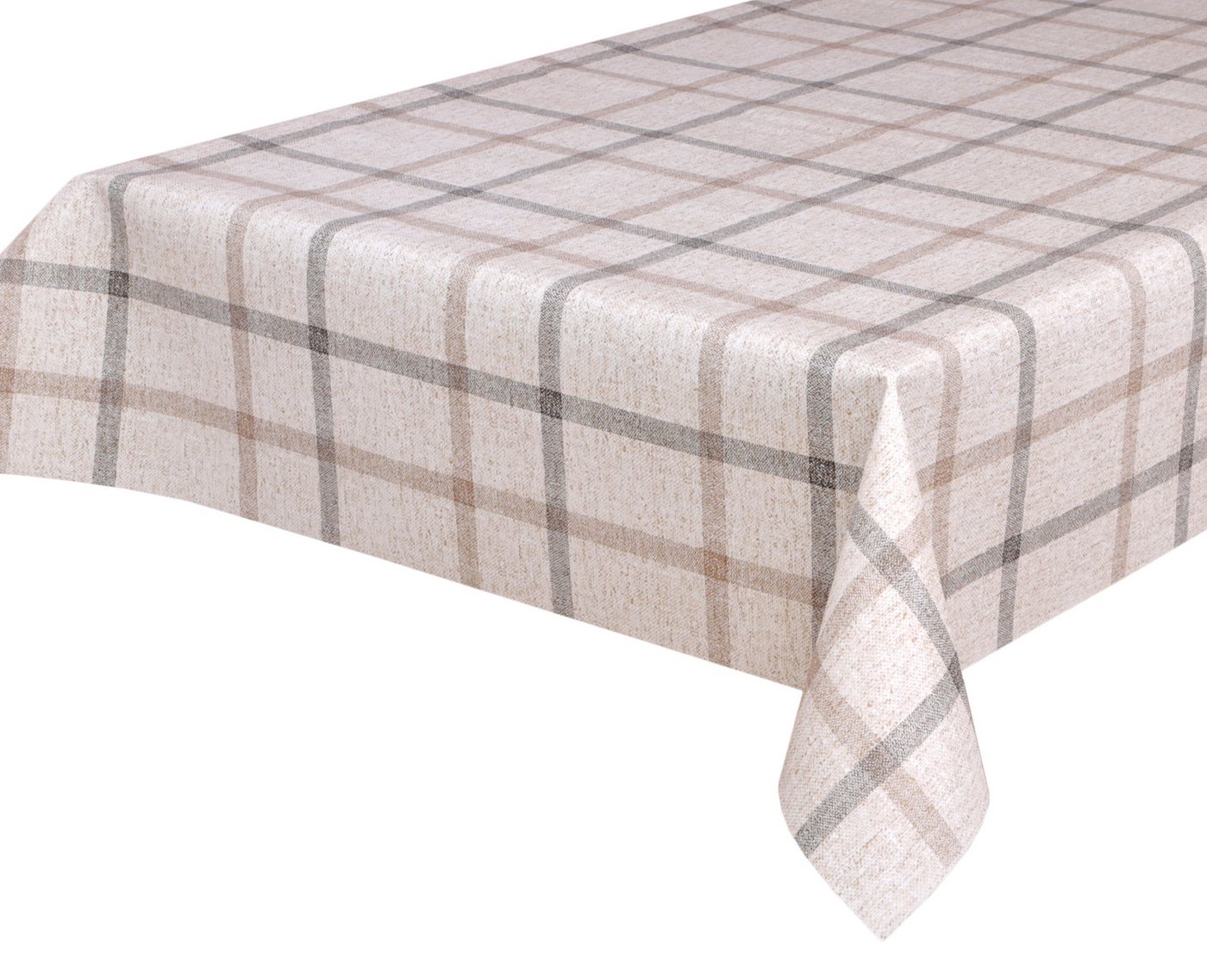 Beautex Tischdecke Wachstuchtischdecke, Leinen Karo beige, abwischbar Wachstuch Garten (1-tlg), Wasserundurchlässiger Tischschutz mit versiegelter Oberfläche